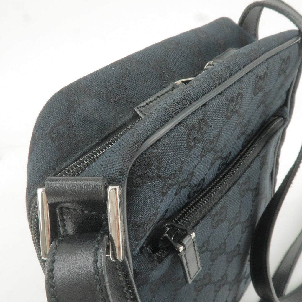 GUCCI GG Canvas Leather Shoulder Bag Hand Bag Black 018 1612