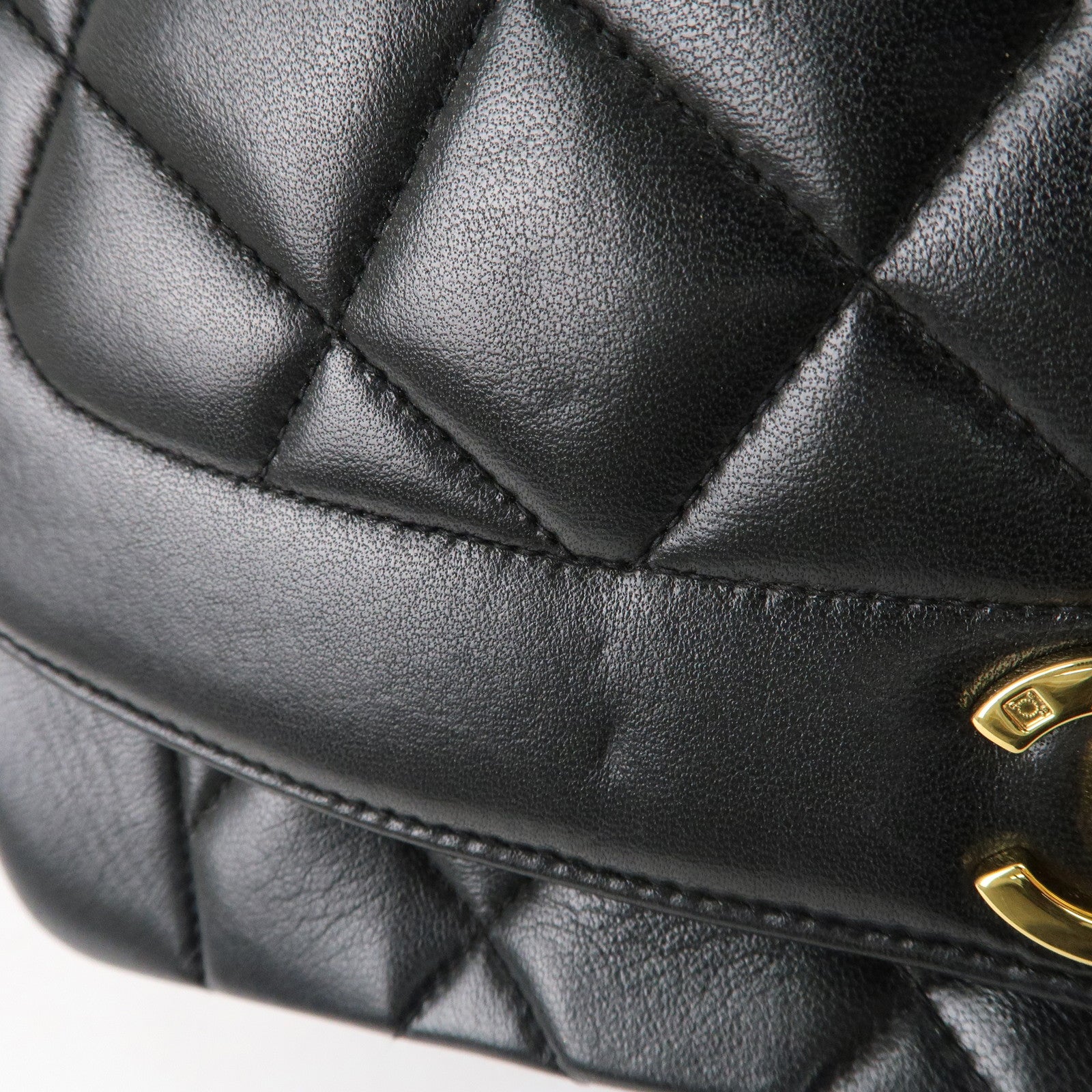 CHANEL Matelasse Lambskin Diana Chain Shoulder Bag Black A01165