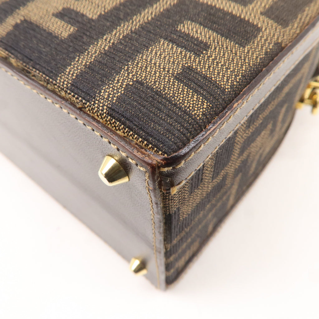 FENDI Zucca Canvas Leather 2WAY Handbag Shoulder Bag