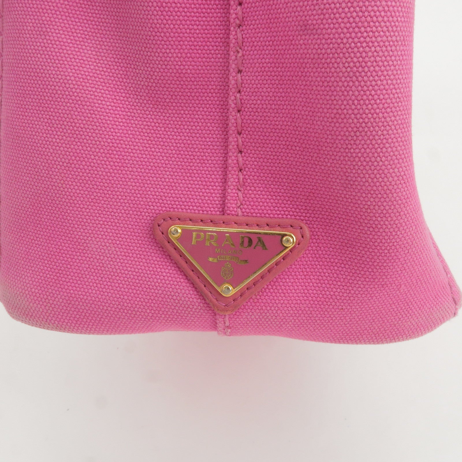 Prada Logo Canapa Mini Canvas Hand Bag Tote Bag Pink