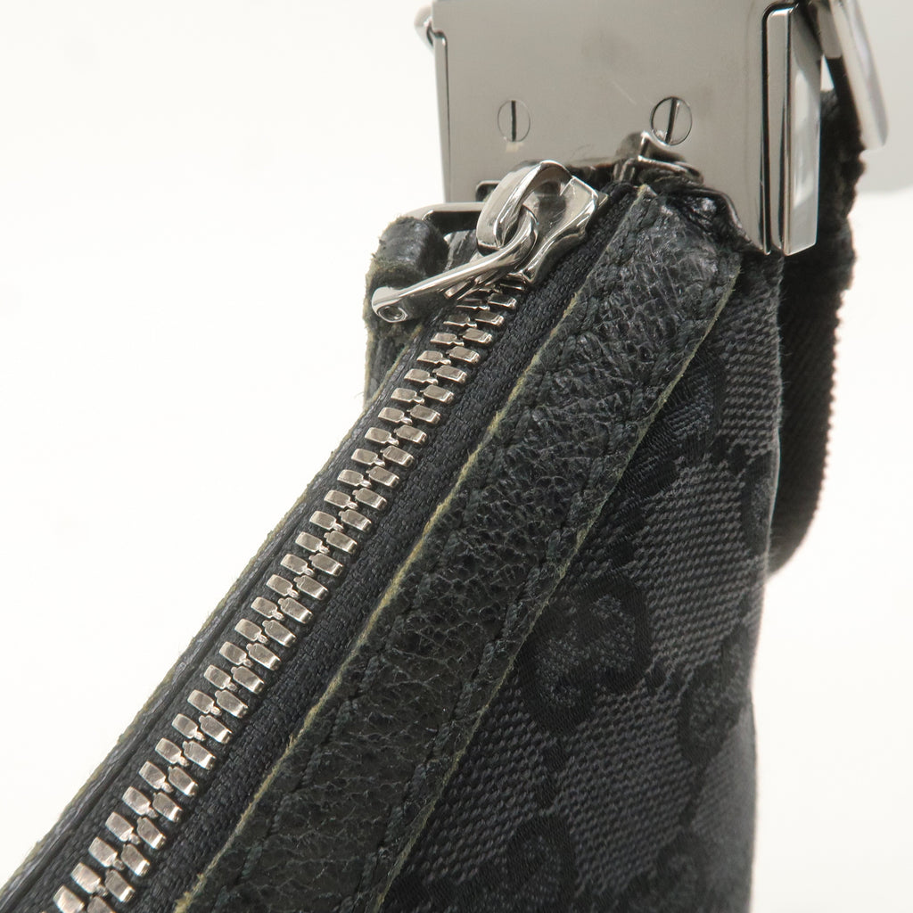 GUCCI GG Canvas Leather Shoulder Bag Cross Body Black 122790