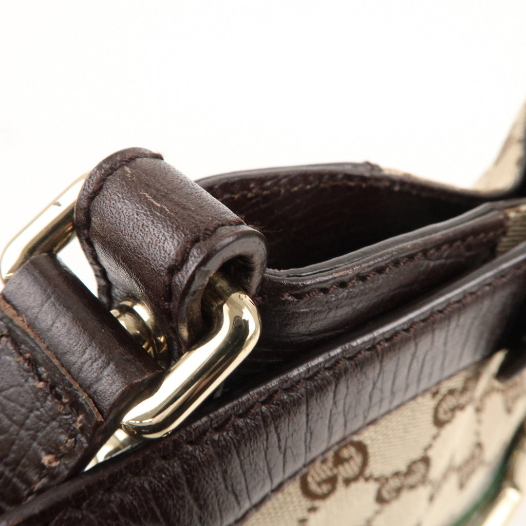 GUCCI Horsebit Sherry GG Canvas Leather Shoulder Bag Brown 137388