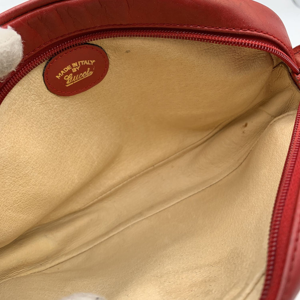 Gucci Vintage Red Leather Small Crossbody Messenger Bag