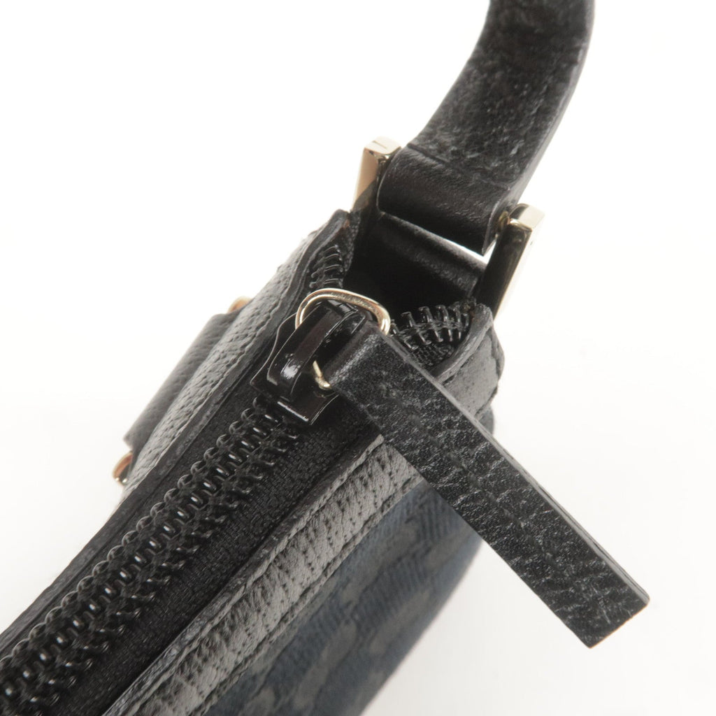 GUCCI Abbey GG Canvas Leather Hand Bag Pouch Black 645093