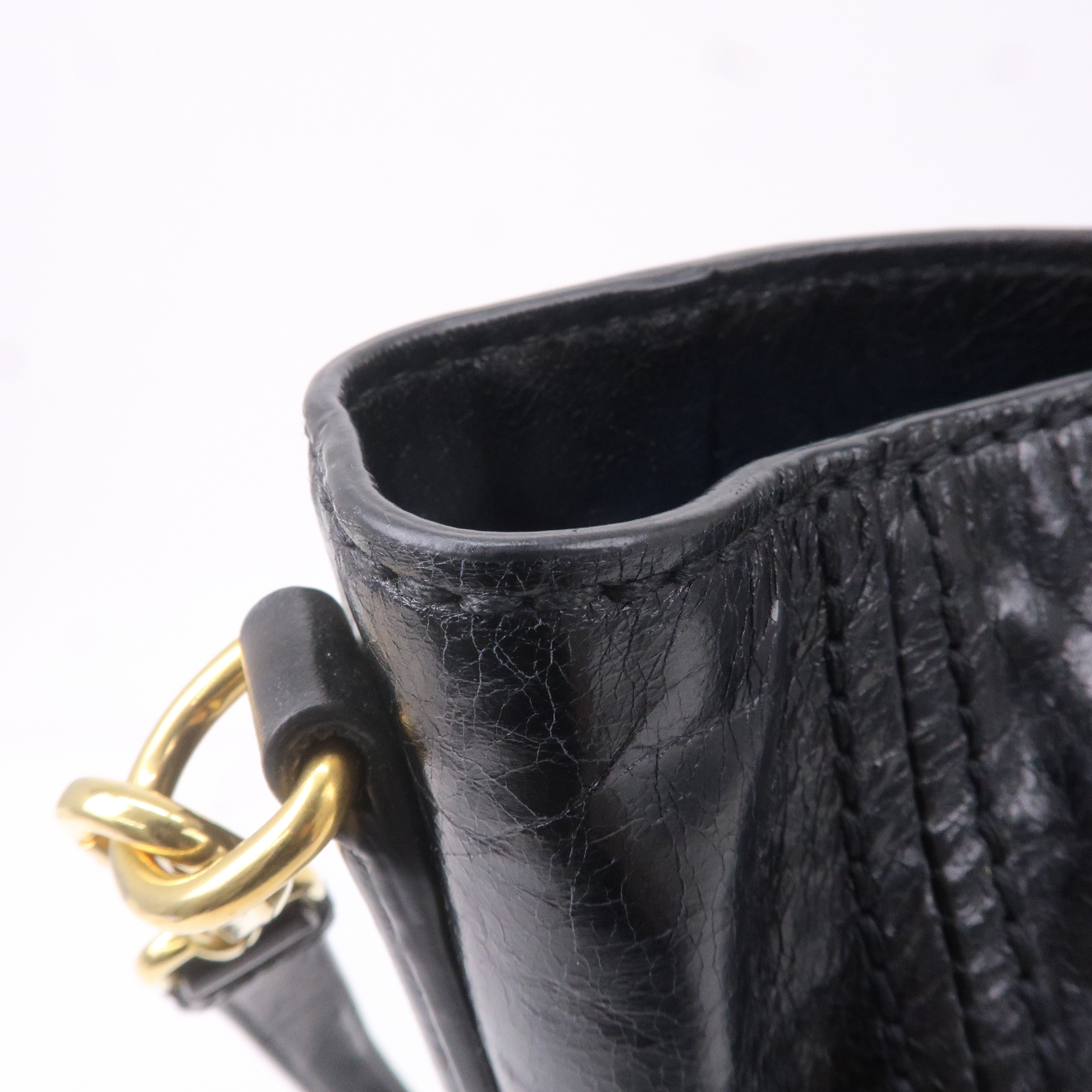Prada Leather 2WAY Bag Shoulder Bag Hand Bag Black BN2151