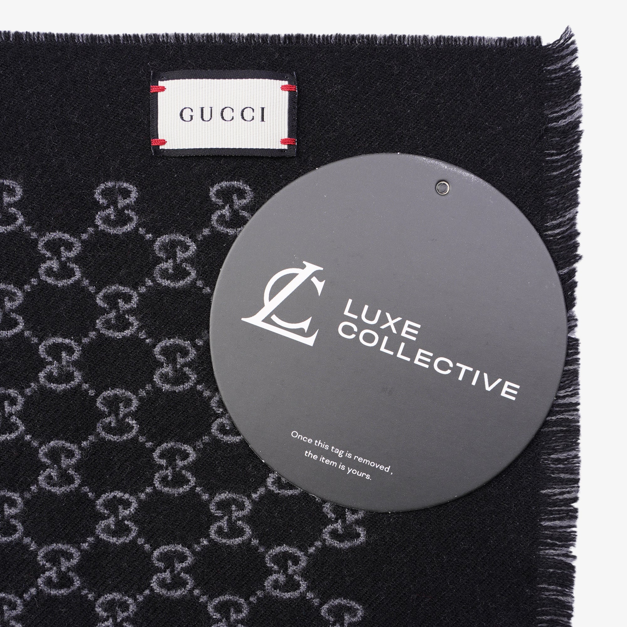 Gucci Womens GG Jacquard Scarf Black 33x175