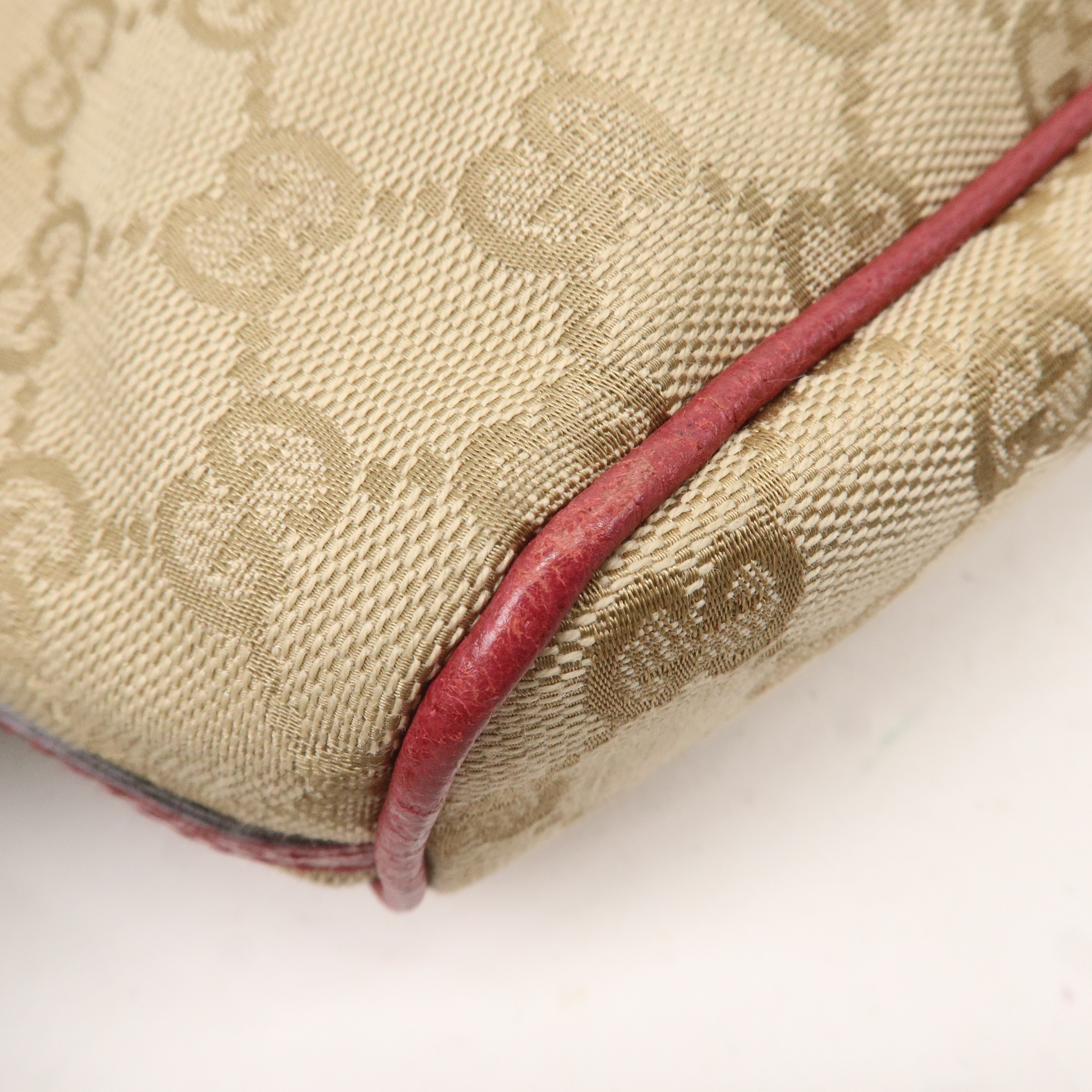 GUCCI Boat Bag Set of 2 GG Canvas Leather Hand Bag 07198 190393