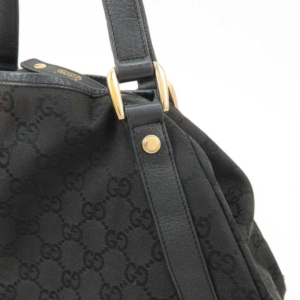 GUCCI Abbey GG Canvas Leather Tote Bag Shoulder Bag Black 130736