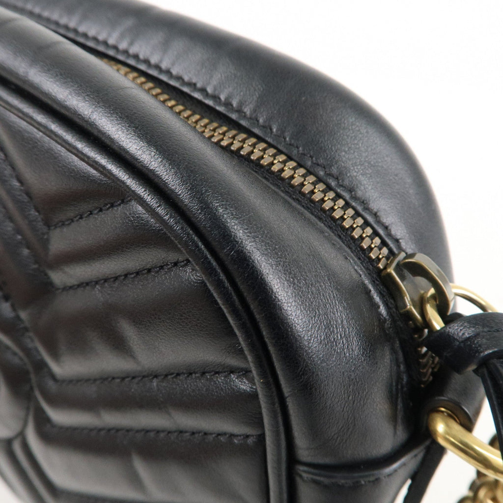 GUCCI GG Marmont Leather Chain Shoulder Bag Crossbody Black 447632