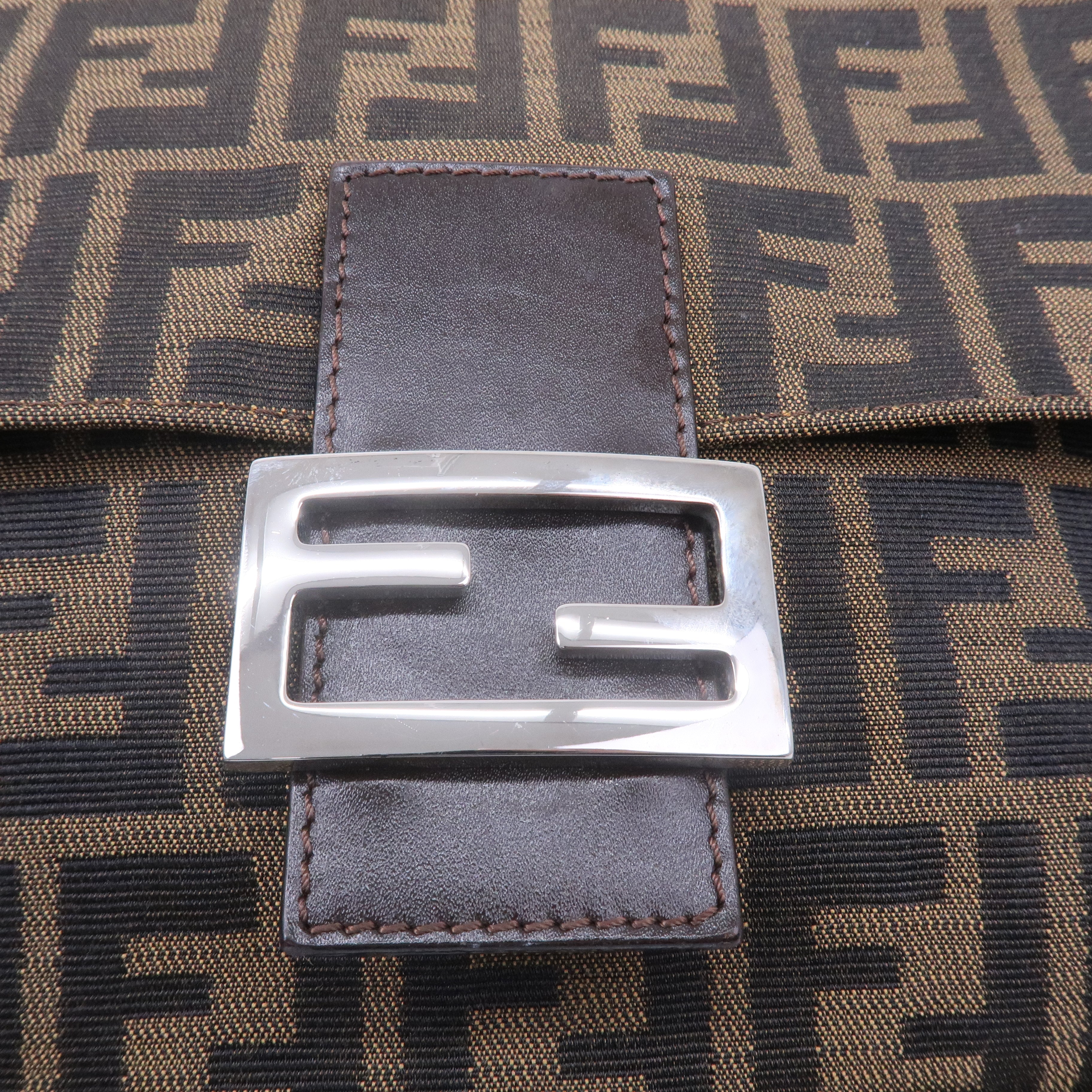 FENDI Zucca Canvas Leather Shoulder Bag 26325