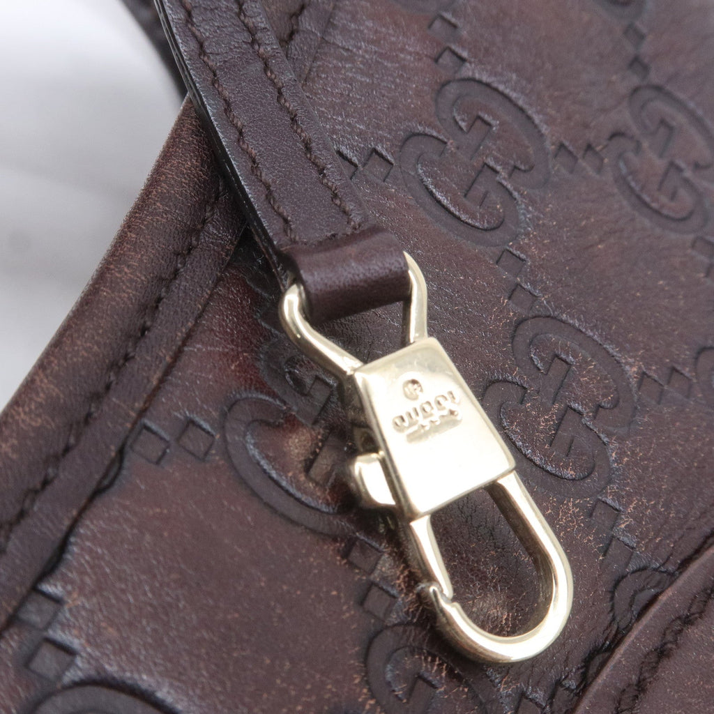 GUCCI Guccissima Leather Shoulder Bag Hand Bag Dark Brown 145778