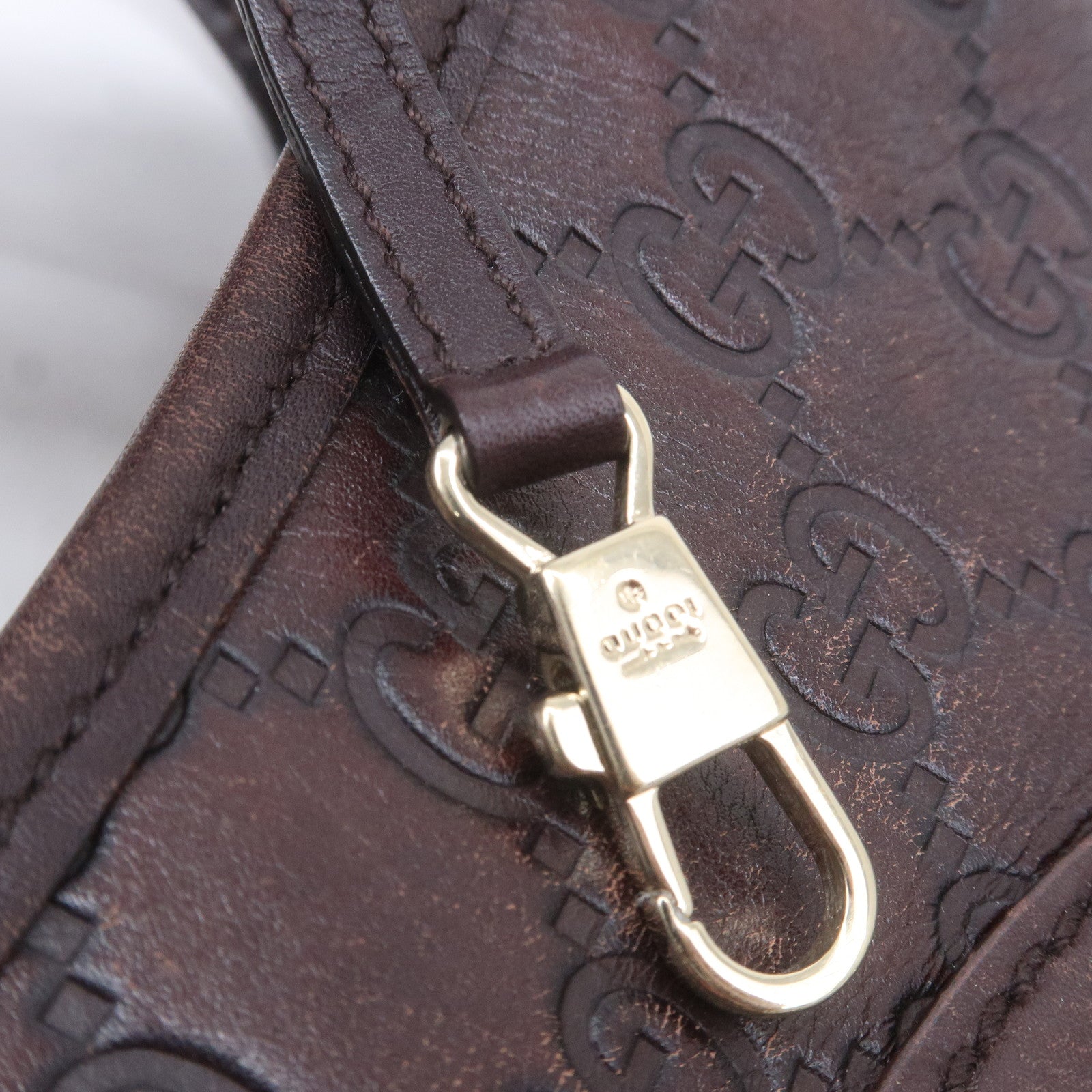 GUCCI Guccissima Leather Shoulder Bag Hand Bag Dark Brown 145778