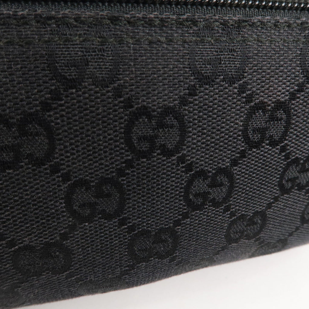 GUCCI Boat Bag GG Monogram Canvas Leather Pouch Black 039.1103