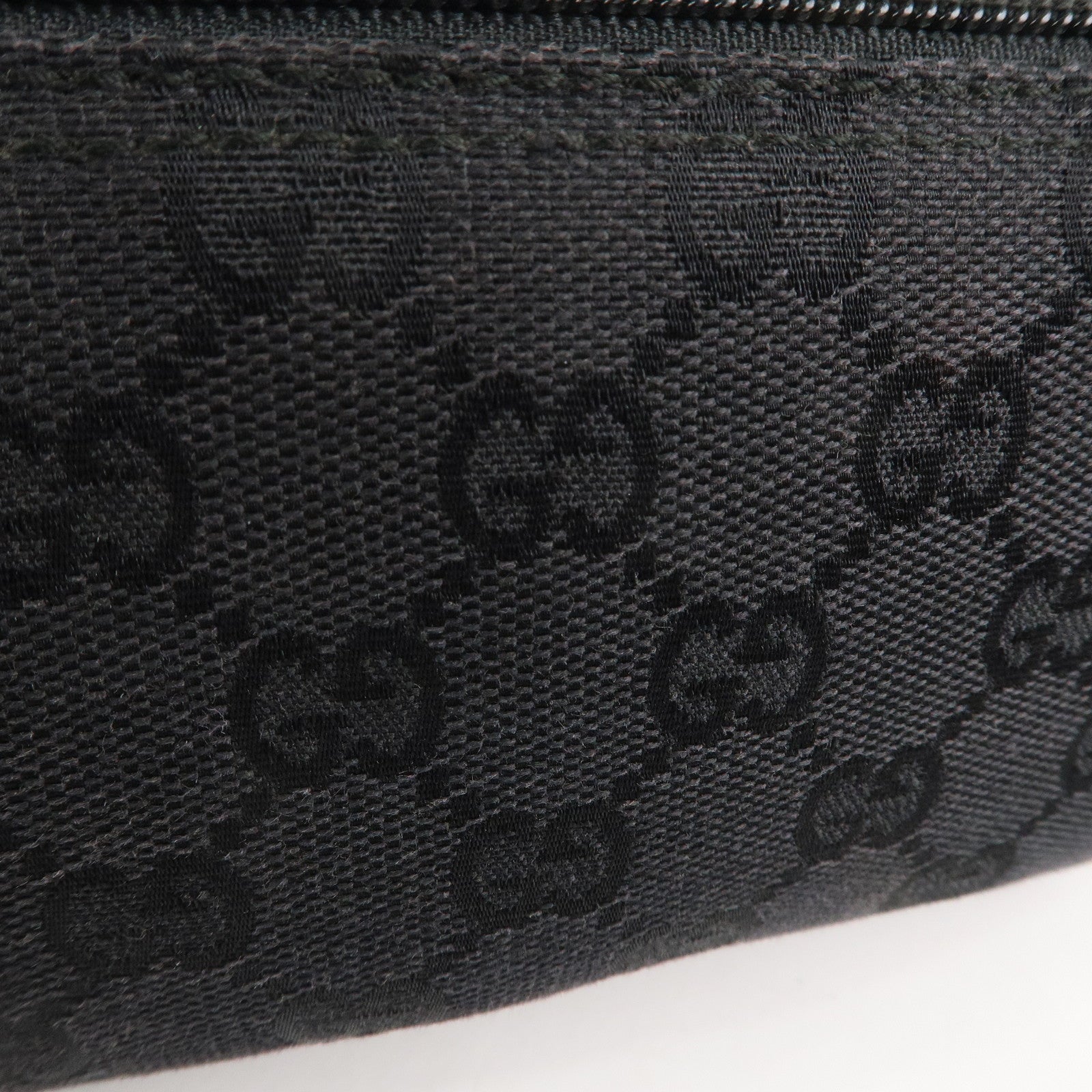 GUCCI Boat Bag GG Monogram Canvas Leather Pouch Black 039.1103