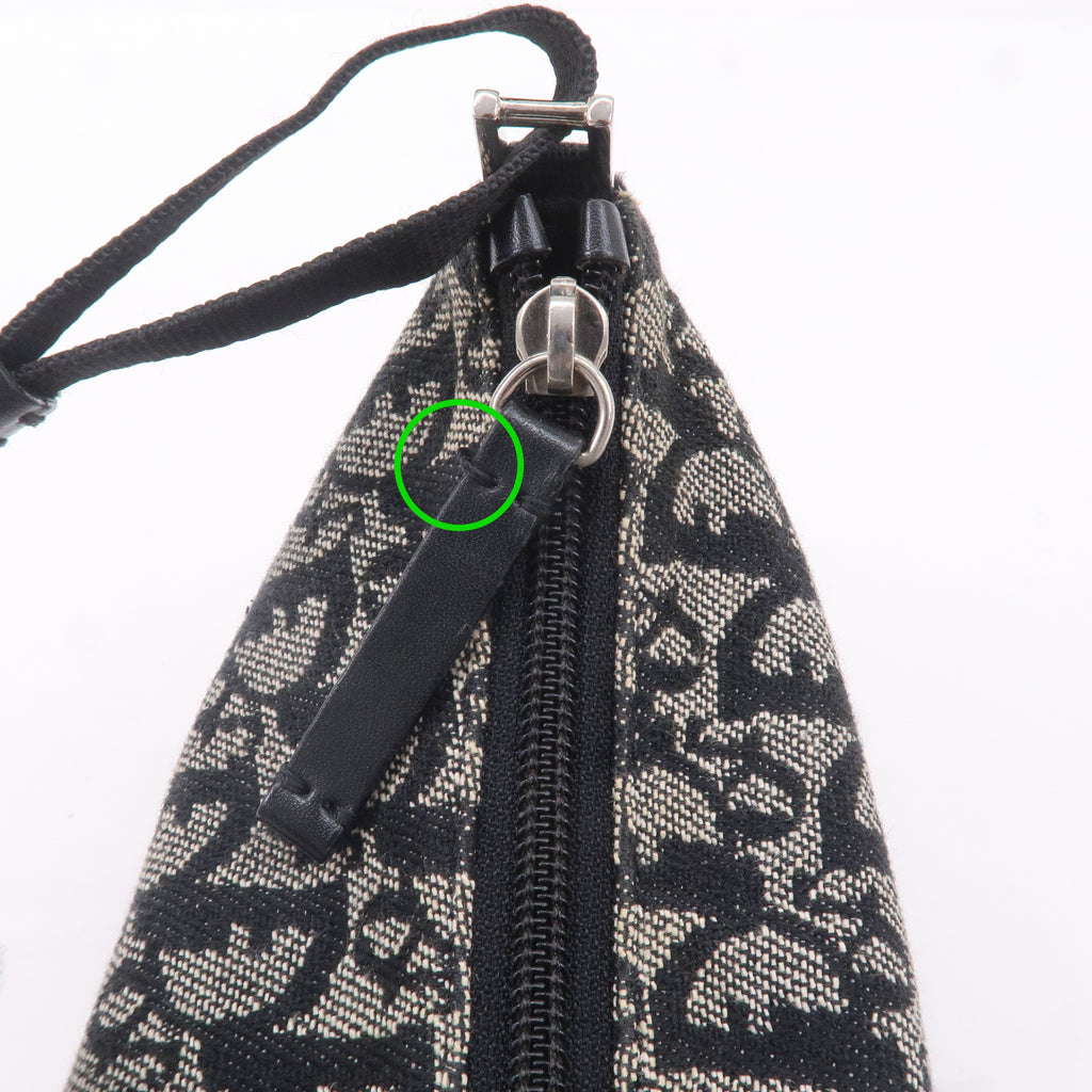 Christian Dior Trotter Canvas Leather Hand Bag Pouch Black
