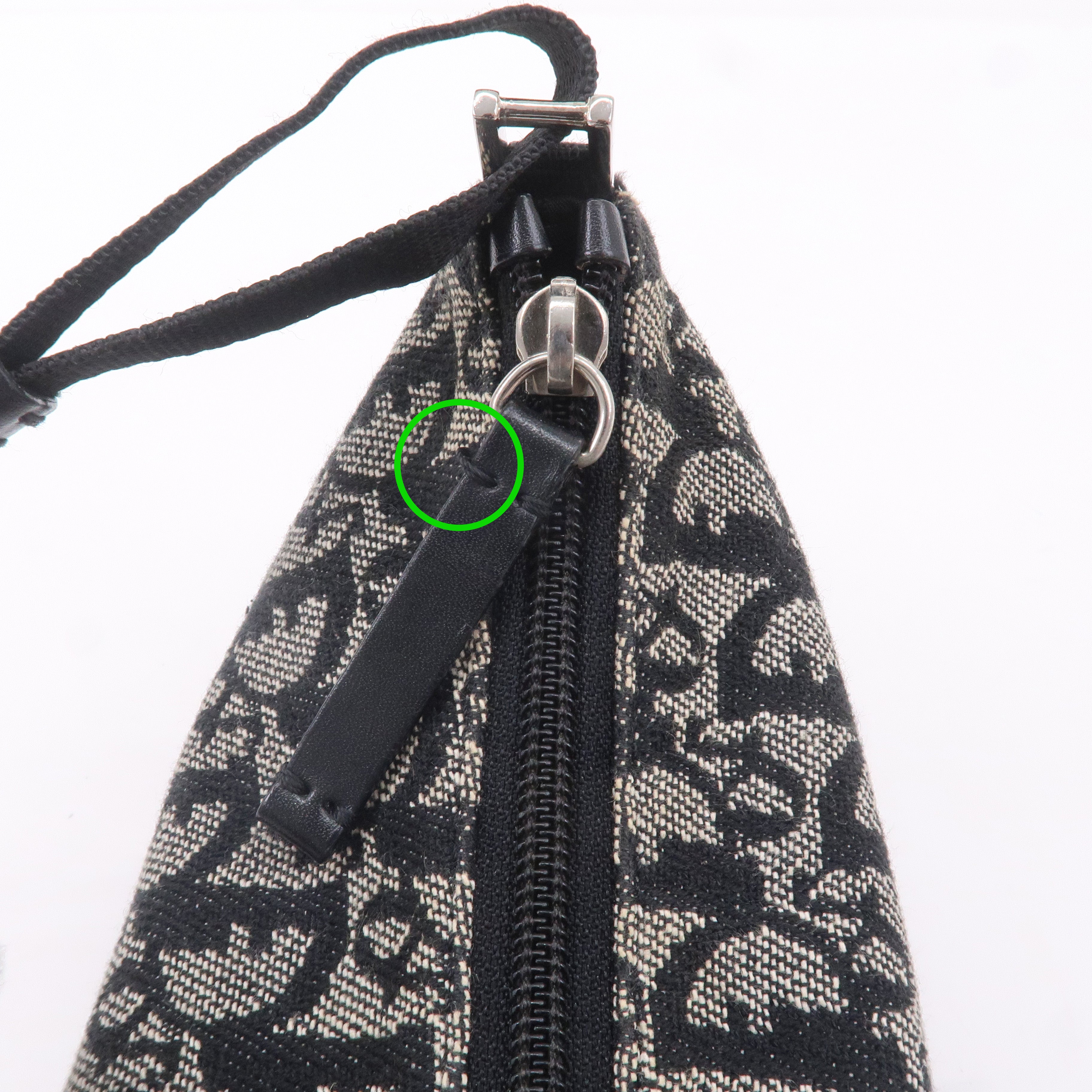 Christian Dior Trotter Canvas Leather Hand Bag Pouch Black