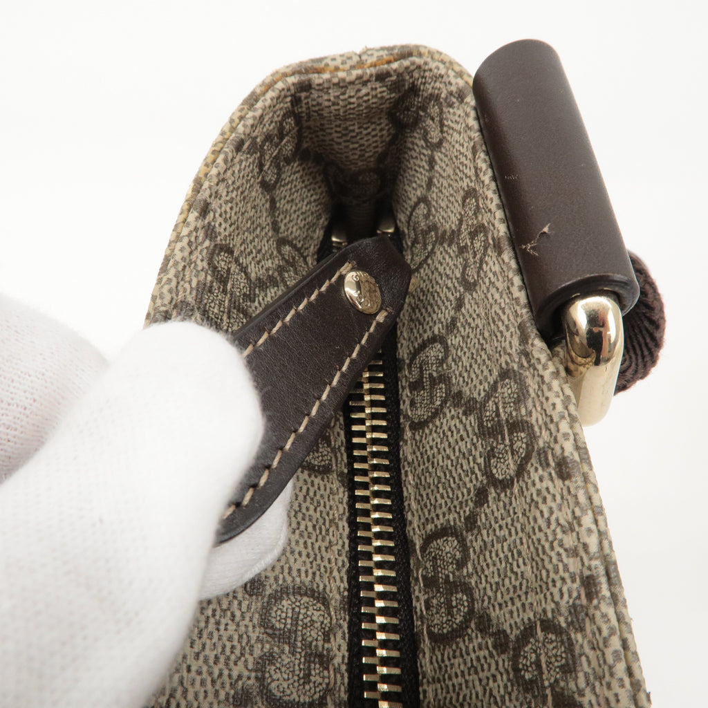 GUCCI GG Supreme Leather Shoulder Bag Beige Brown 201446
