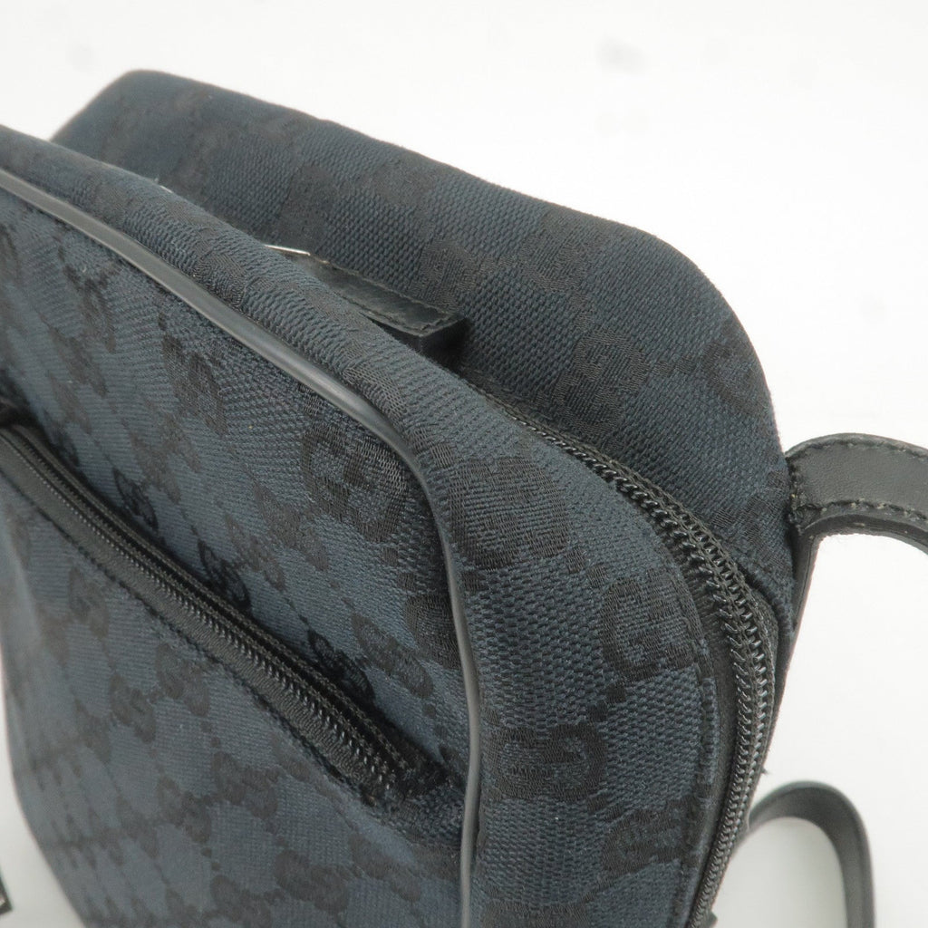 GUCCI GG Canvas Leather Shoulder Bag Hand Bag Black 018 1612