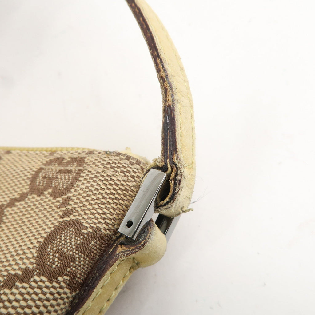 GUCCI Set of 2 Boat Bag GG Canvas Leather Pouch Hand Bag 07198