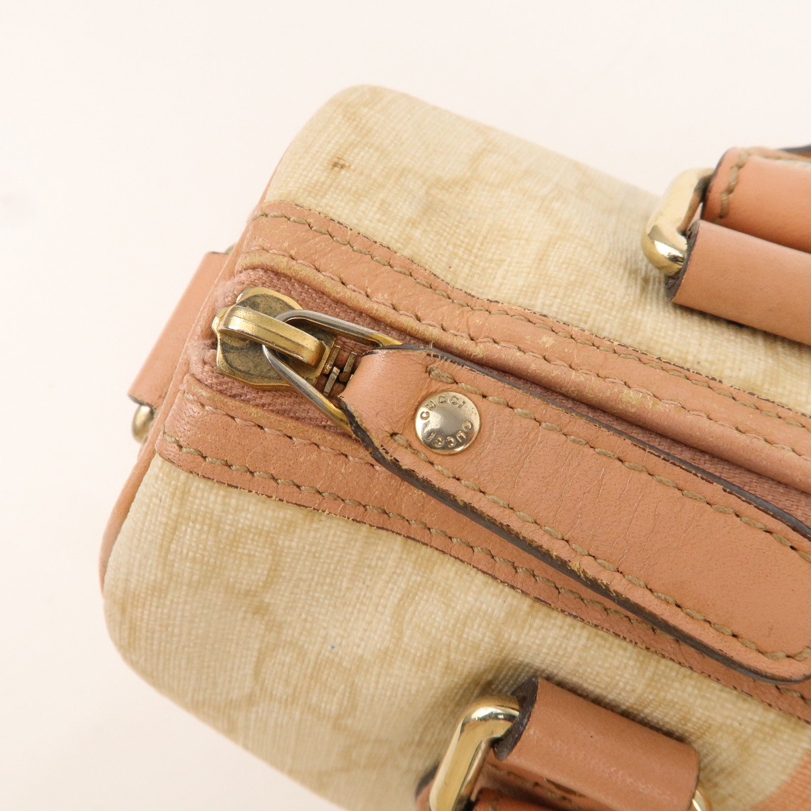 GUCCI Joyline GG Plus Leather Mini Boston Bag Beige Pink 190257