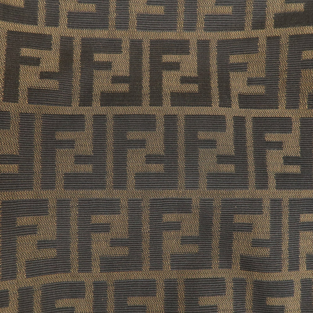 FENDI Zucca Canvas Leather Shoulder Bag Brown Black