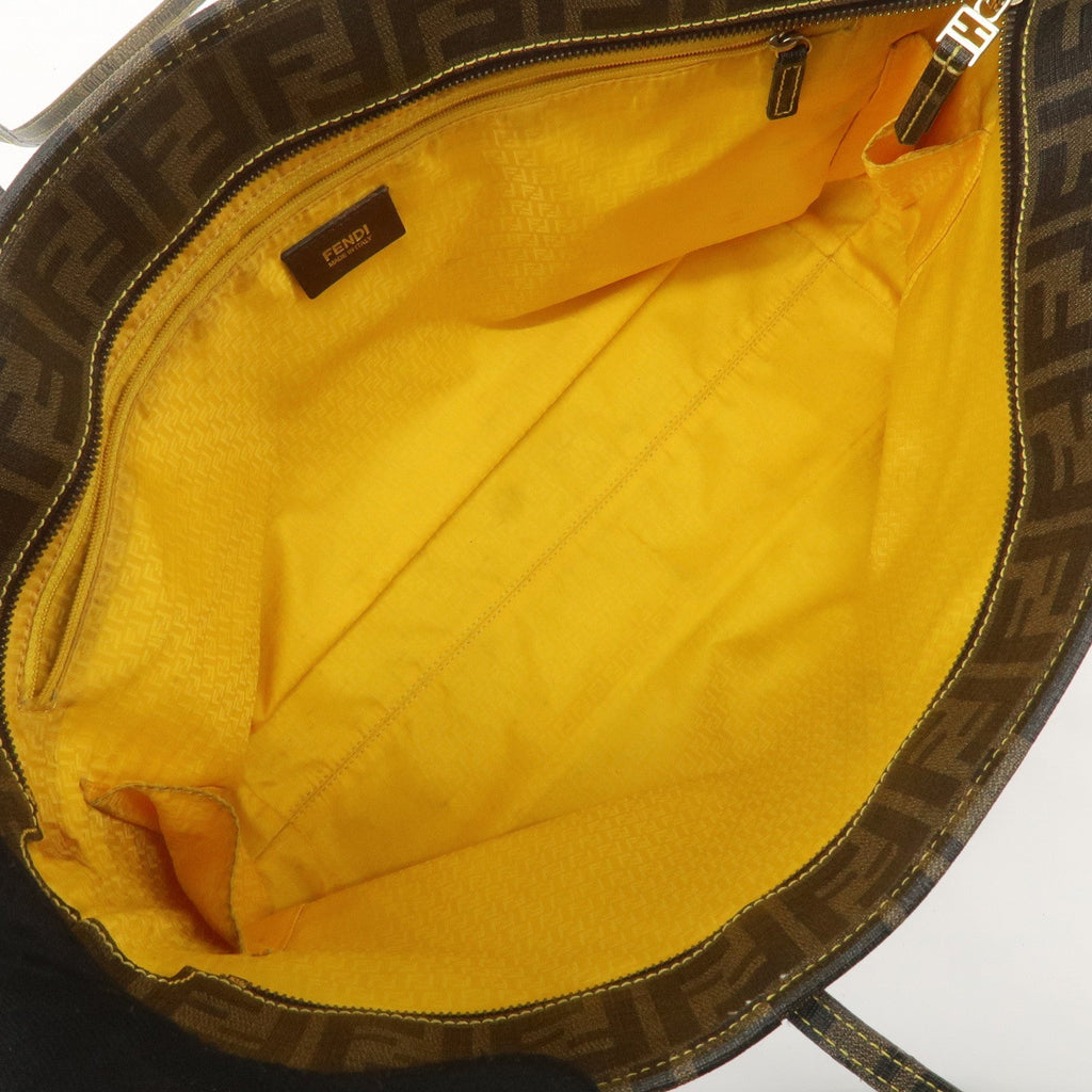 FENDI Zucca PVC Tote Bag Khaki Black Yellow 8BH185