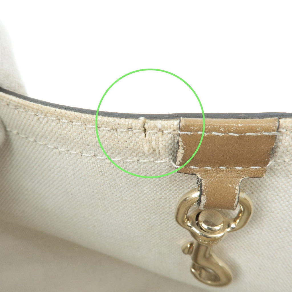 GUCCI GG Canvas Leather Tote Bag Beige Brown 247209