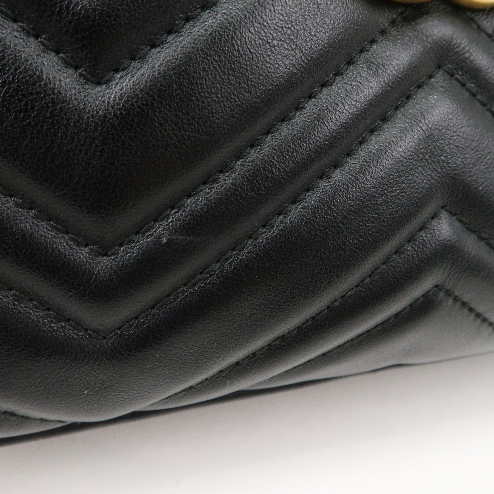 GUCCI GG Marmont Leather Chain Shoulder Bag Black 447632