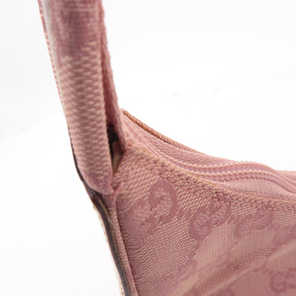 GUCCI GG Canvas Leather Shoulder Bag Hand Bag Pink 001・3386