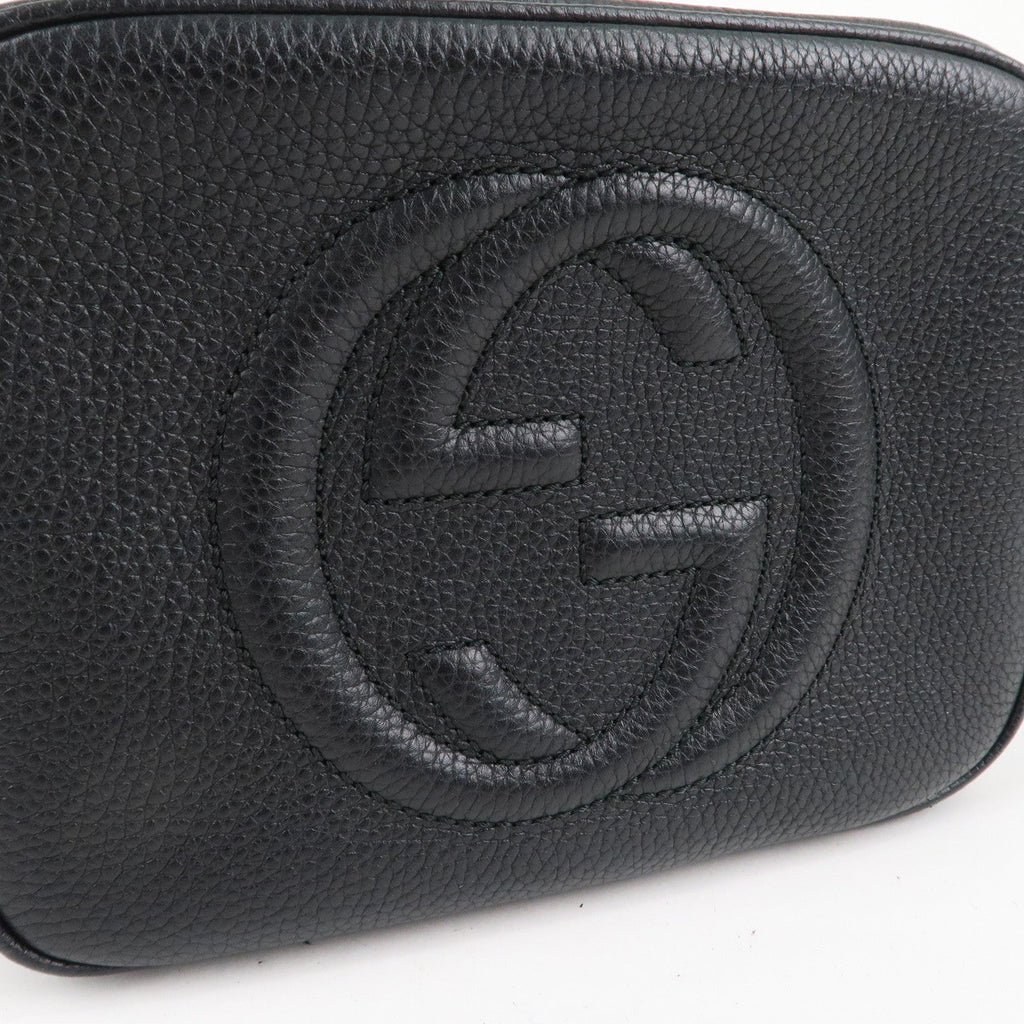 GUCCI SOHO Small Disco Leather Shoulder Bag Black 308364