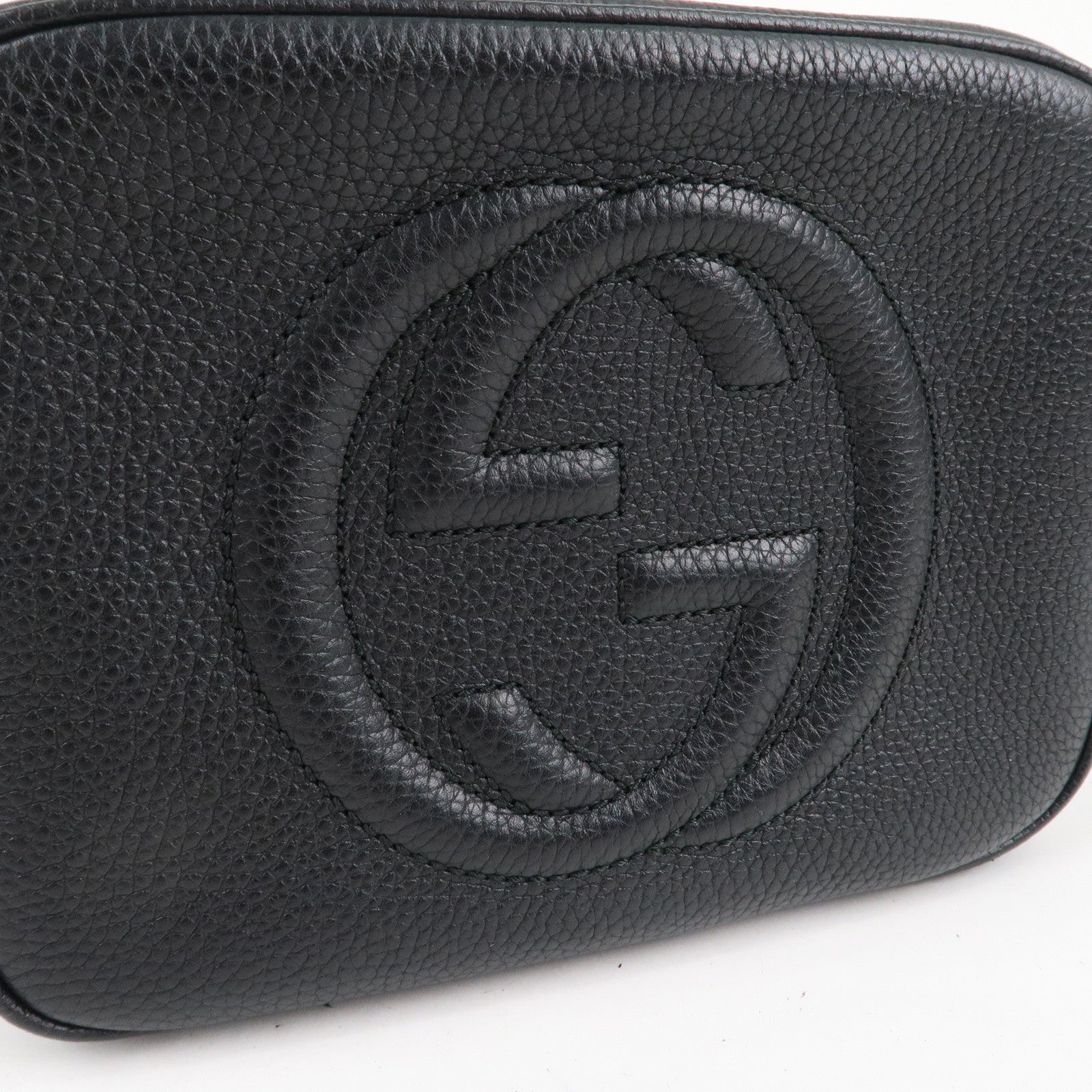 GUCCI SOHO Small Disco Leather Shoulder Bag Black 308364