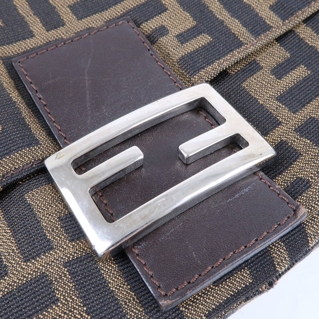 FENDI Zucca Mamma Baguette Canvas Leather Shoulder Bag 26325