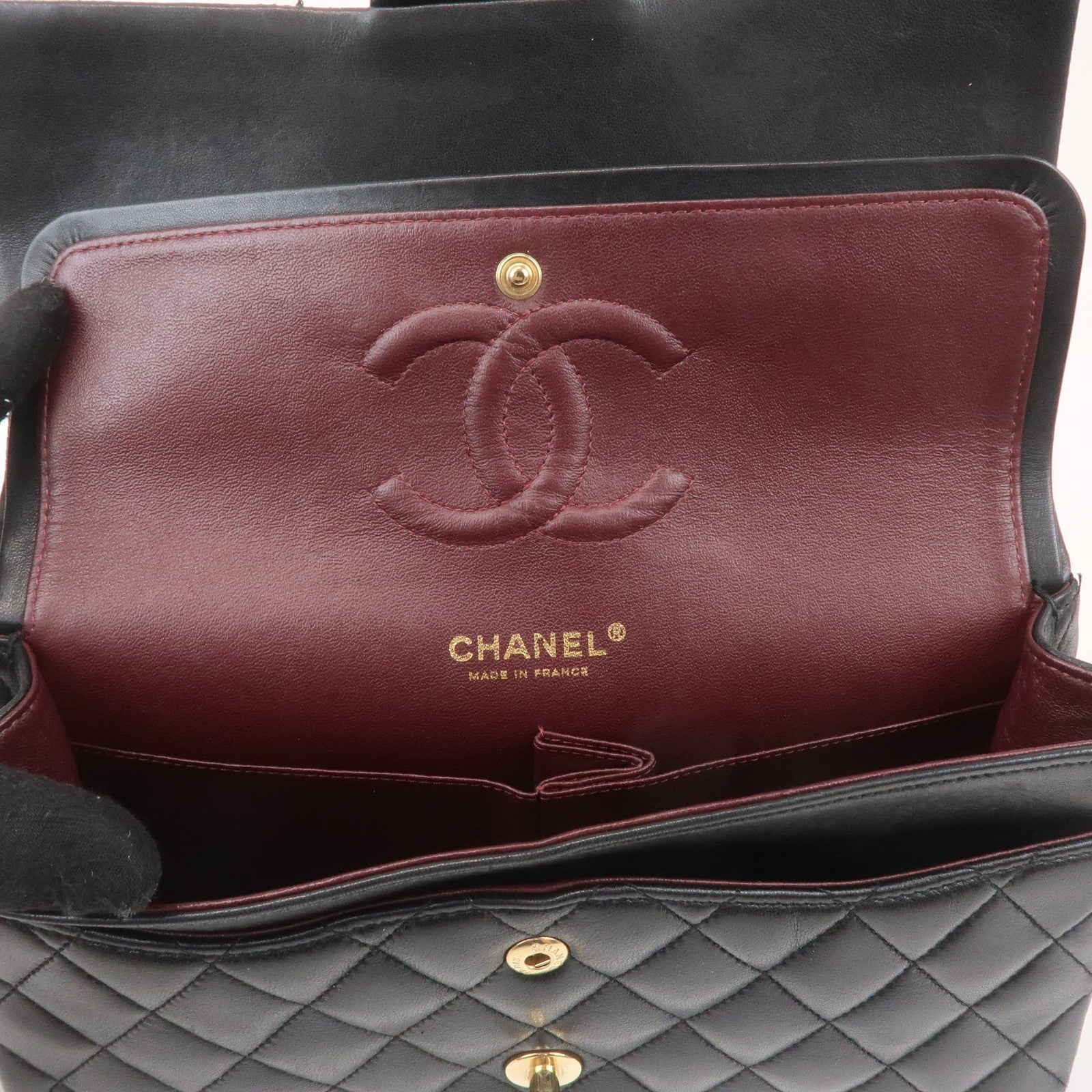 CHANEL Matelasse 25 Lamb Skin Double Flap Shoulder Bag A01112