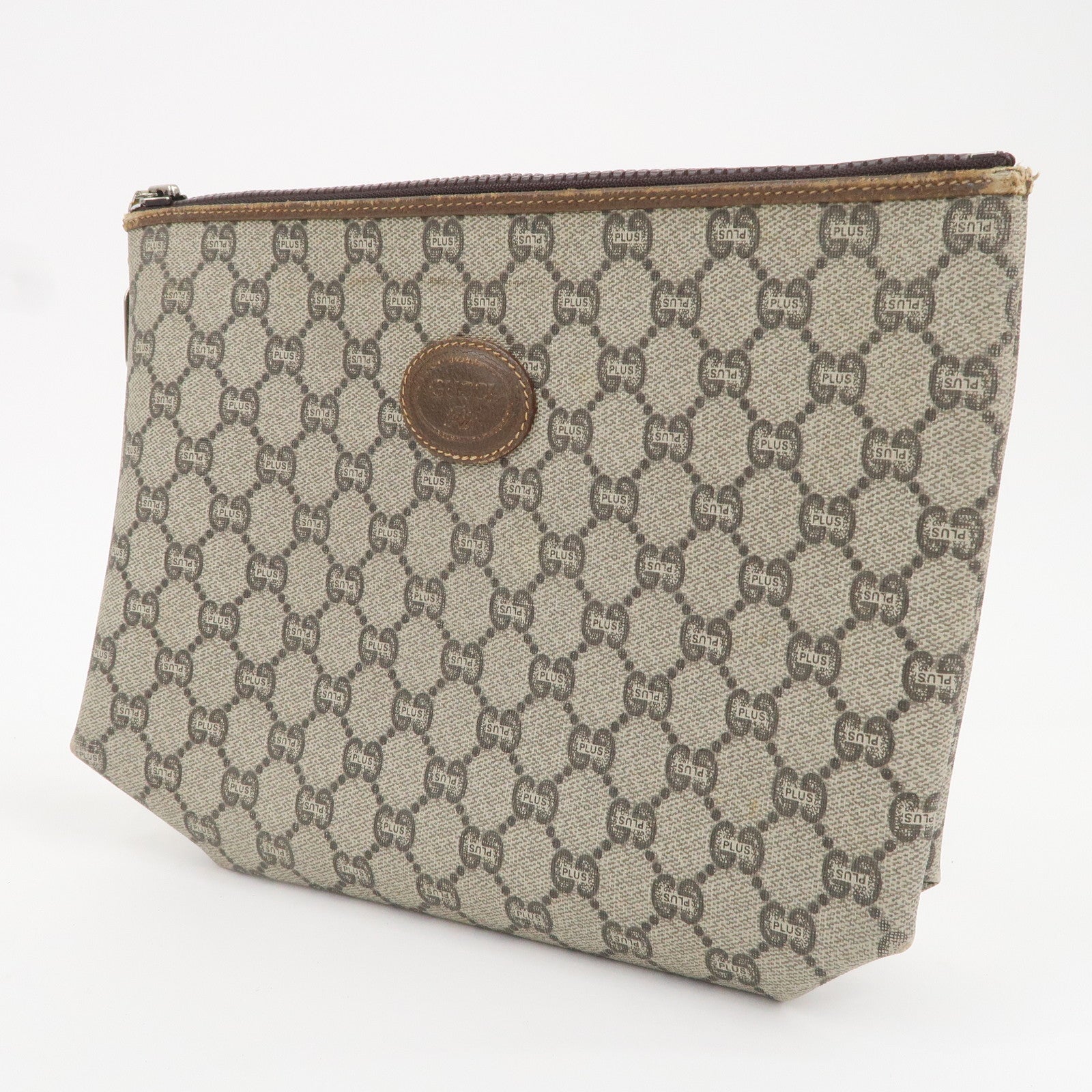 GUCCI Set of 3 Old Gucci Leather Second Bag Pouch Beige Brown