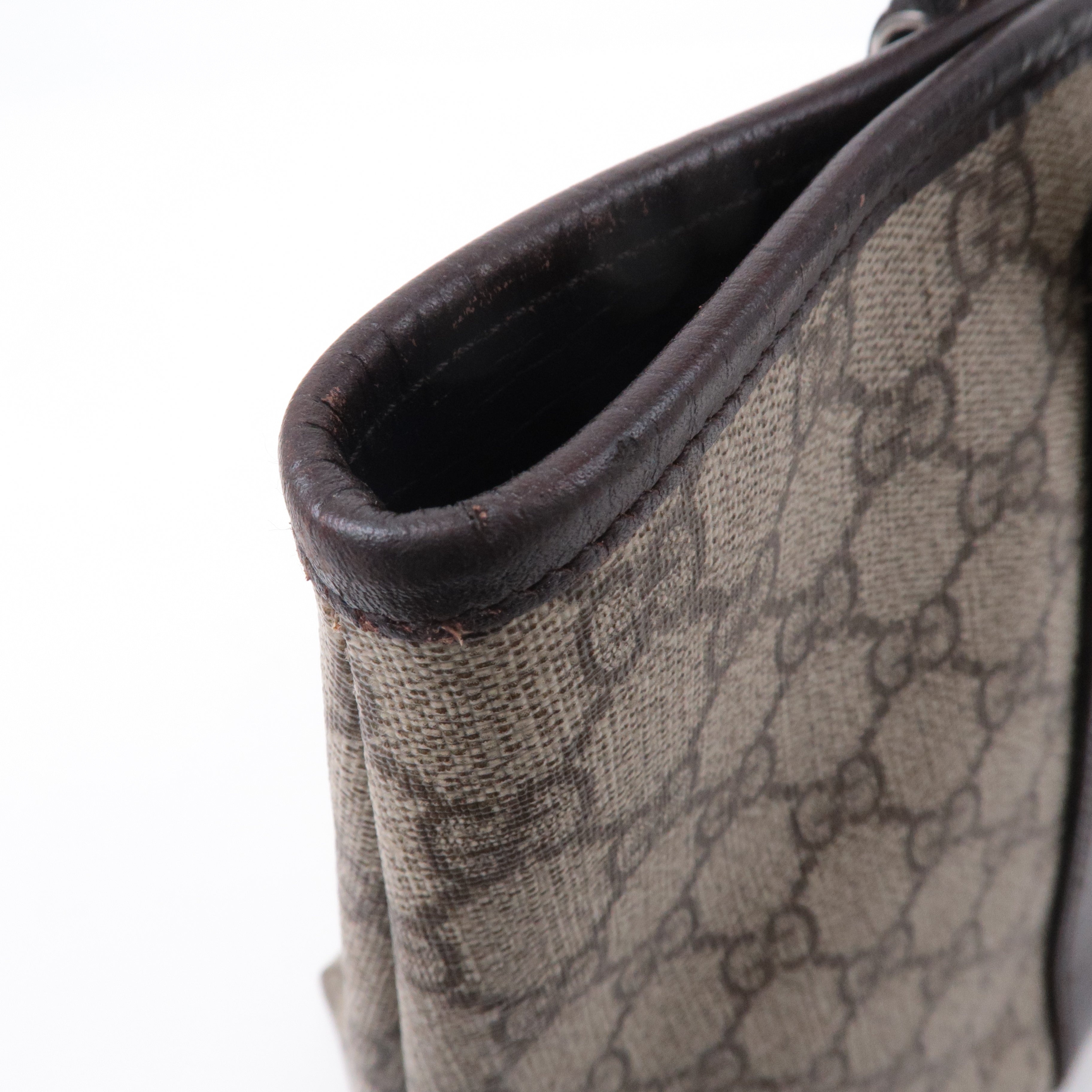 GUCCI GG Supreme Leather Tote Bag Beige Brown 114595