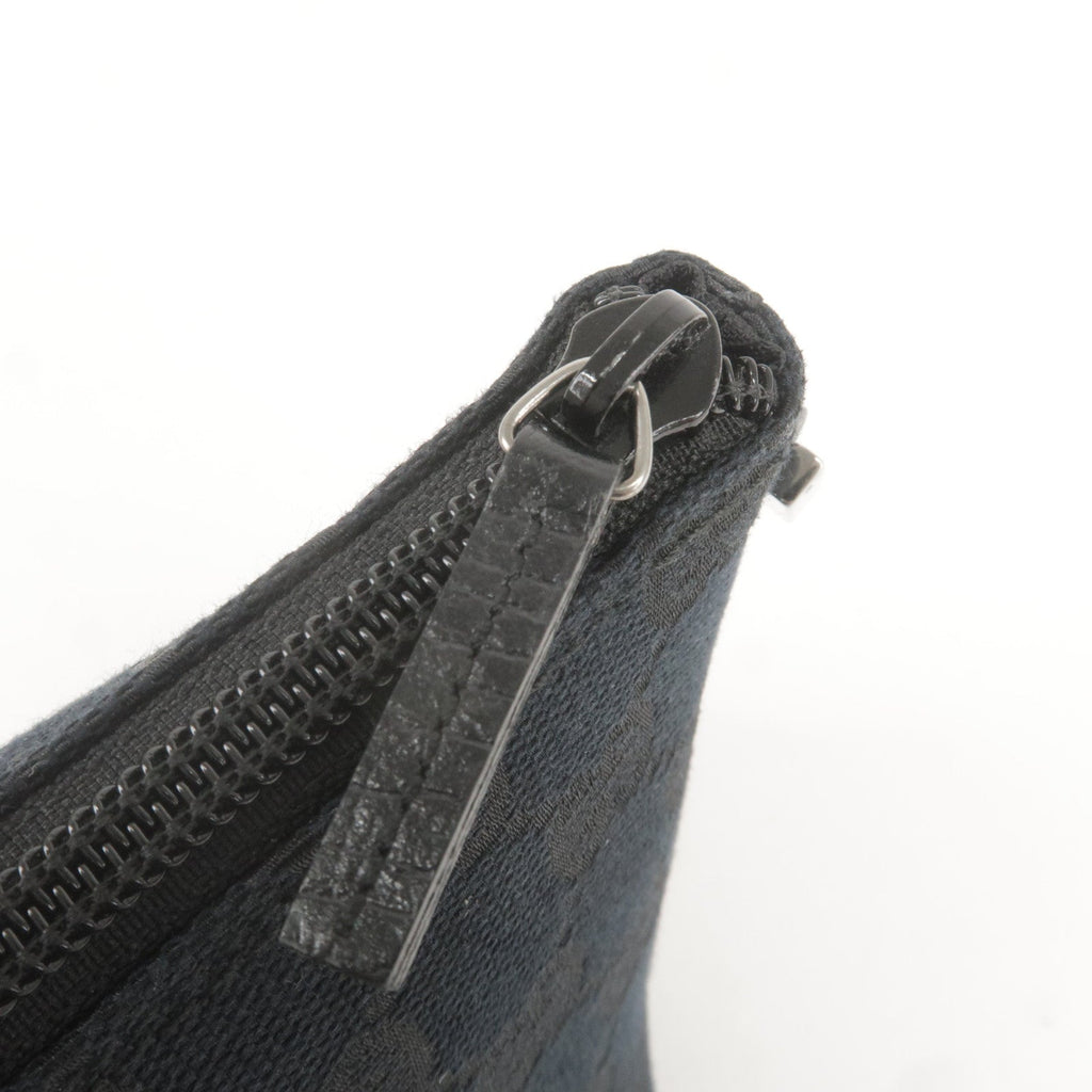 GUCCI Sherry GG Canvas Leather Hand Bag Purse Pouch Black 141809