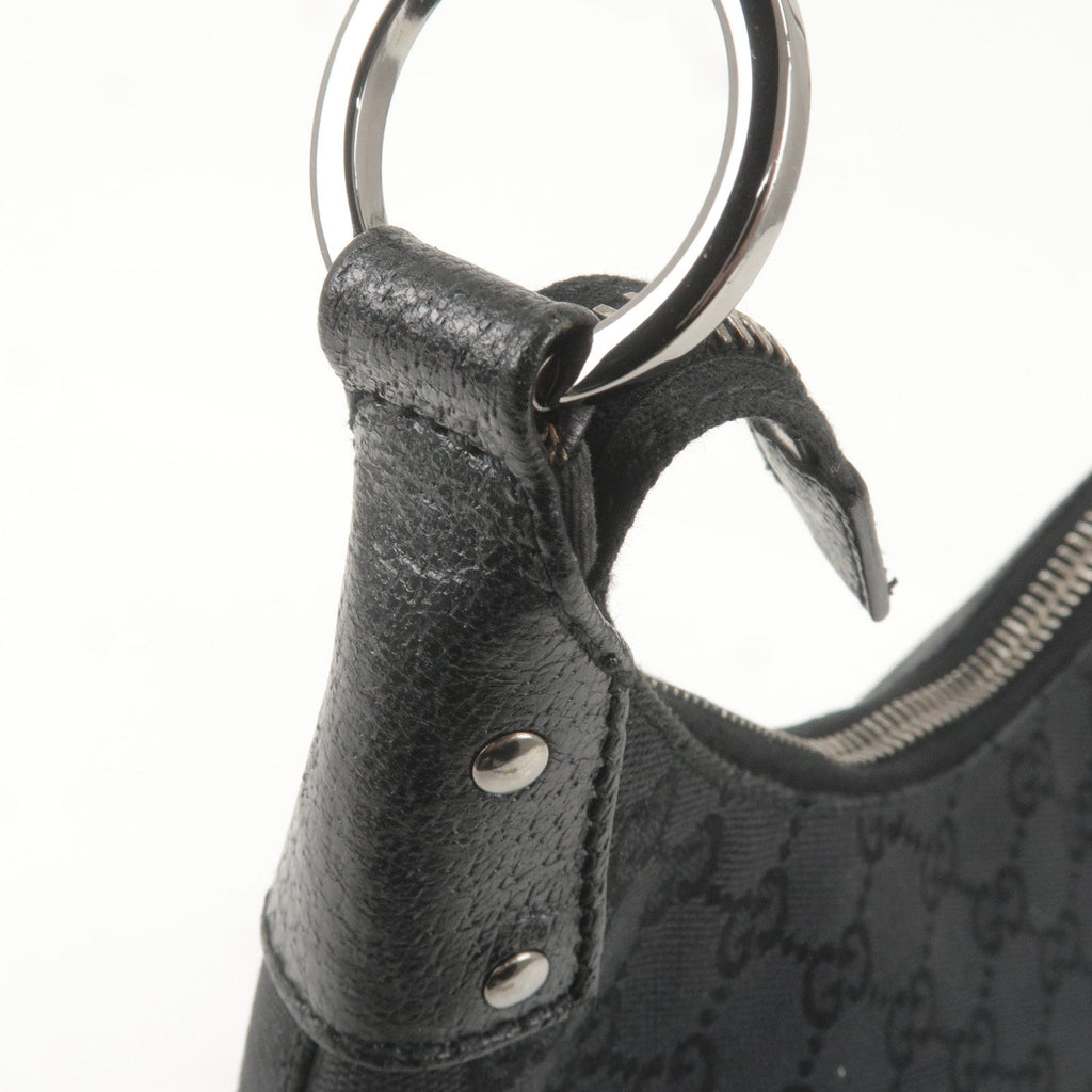 GUCCI GG Monogram Canvas Leather Shoulder Bag Black 115003