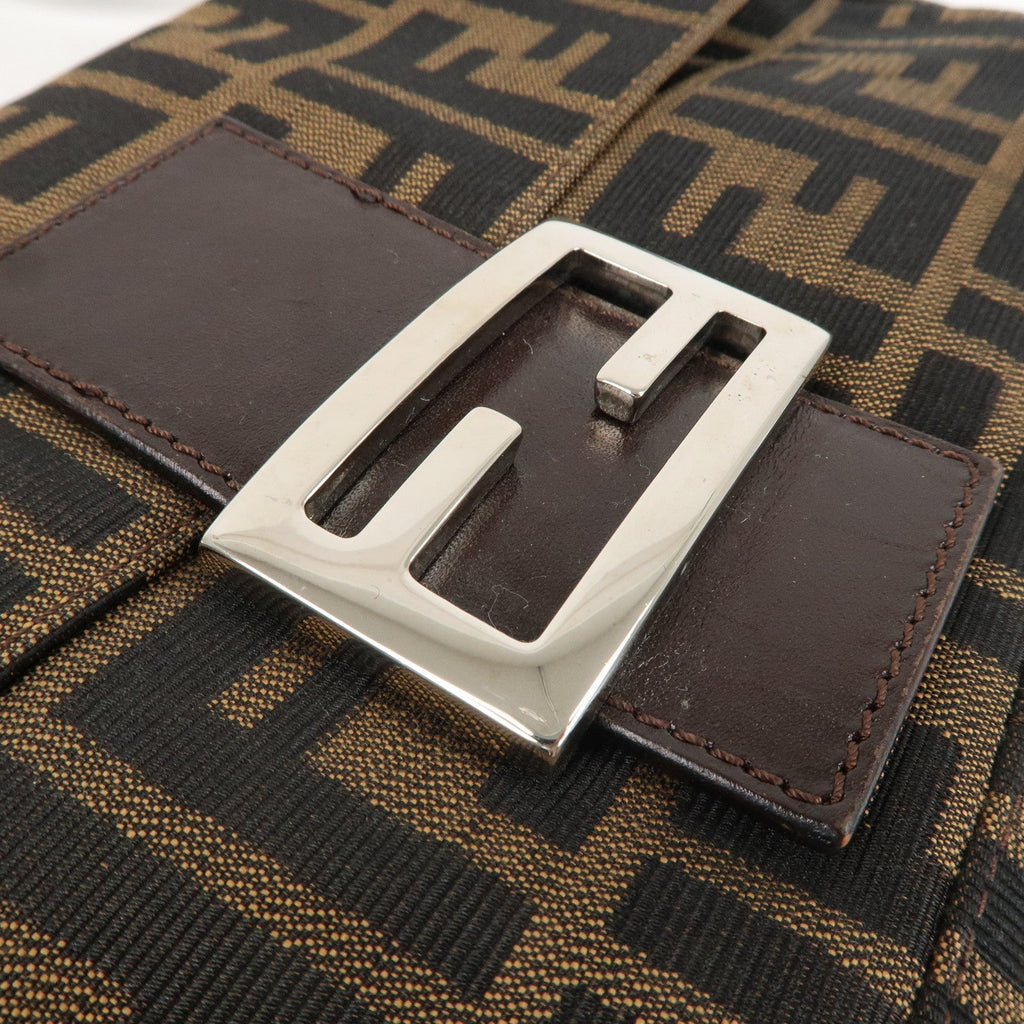 FENDI Zucca Mamma Baguette Canvas Leather Shoulder Bag 26424
