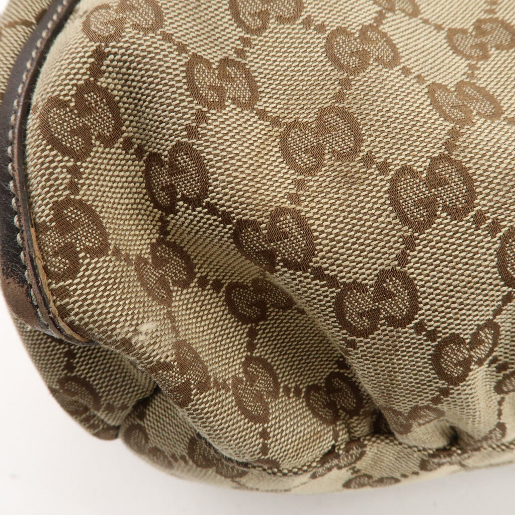 GUCCI Abbey GG Canvas Leather Shoulder Bag Beige Gold 189833