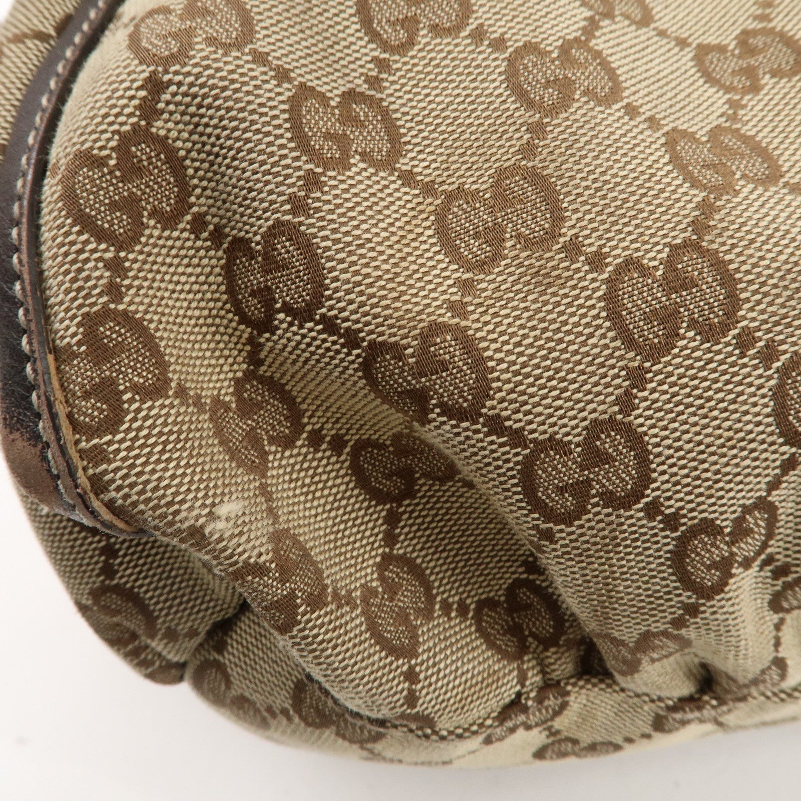 GUCCI Abbey GG Canvas Leather Shoulder Bag Beige Gold 189833