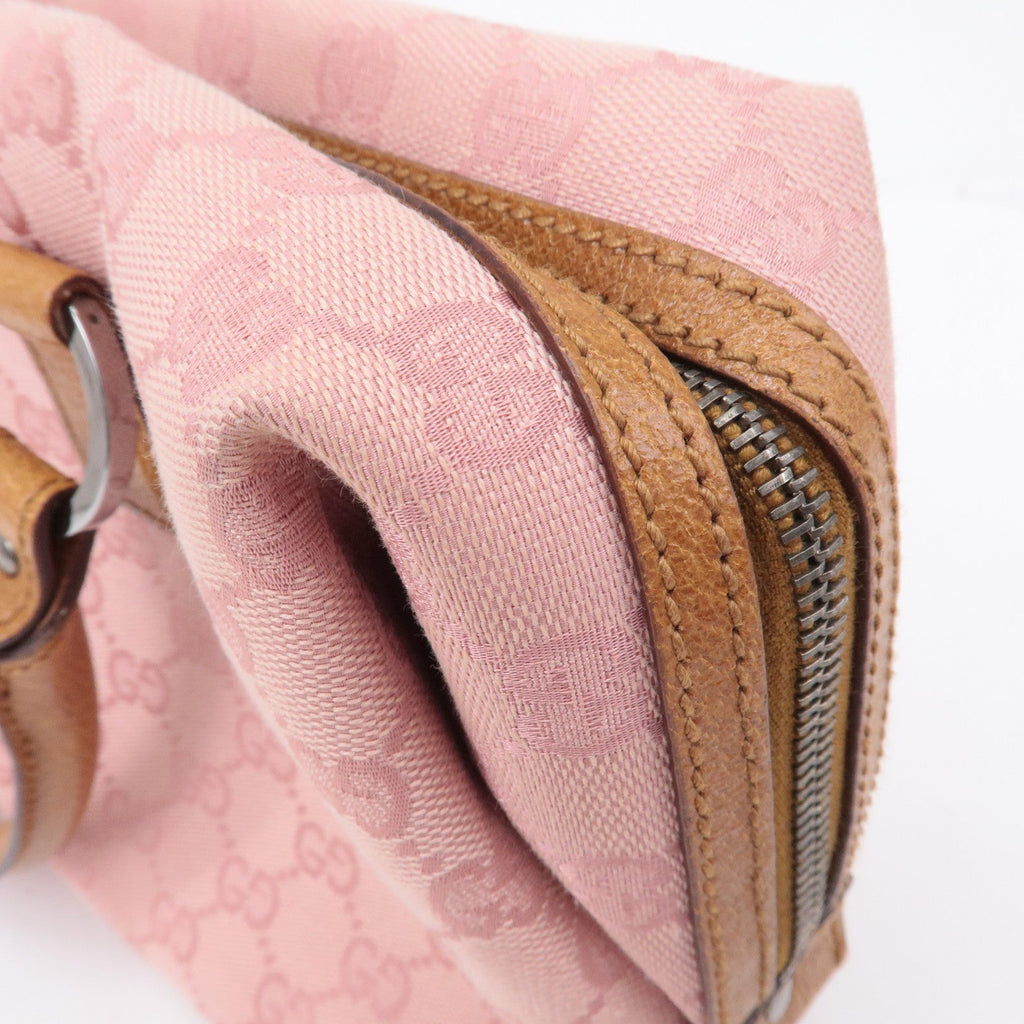 GUCCI GG Canvas Leather Mini Boston Bag Hand Bag Pink 113009