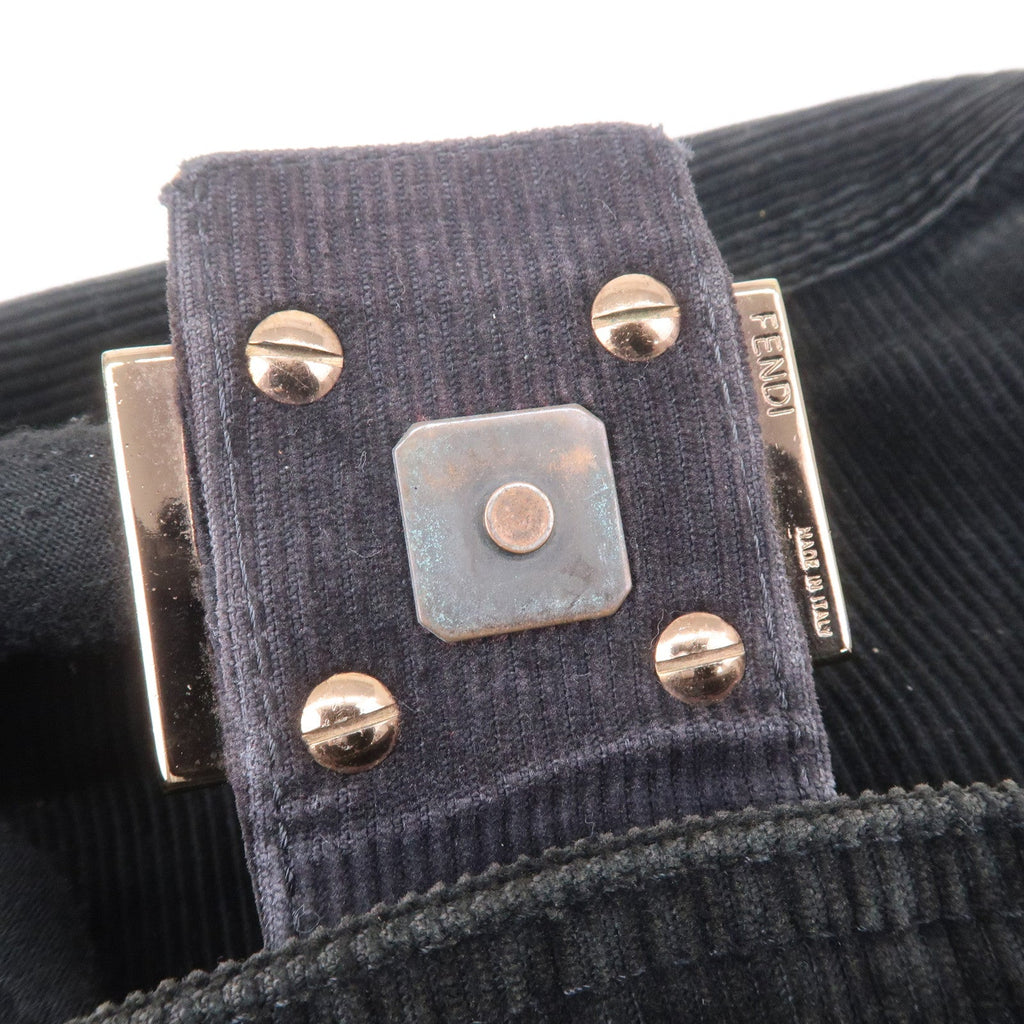 FENDI Corduroy Shoulder Bag Hand Bag Black