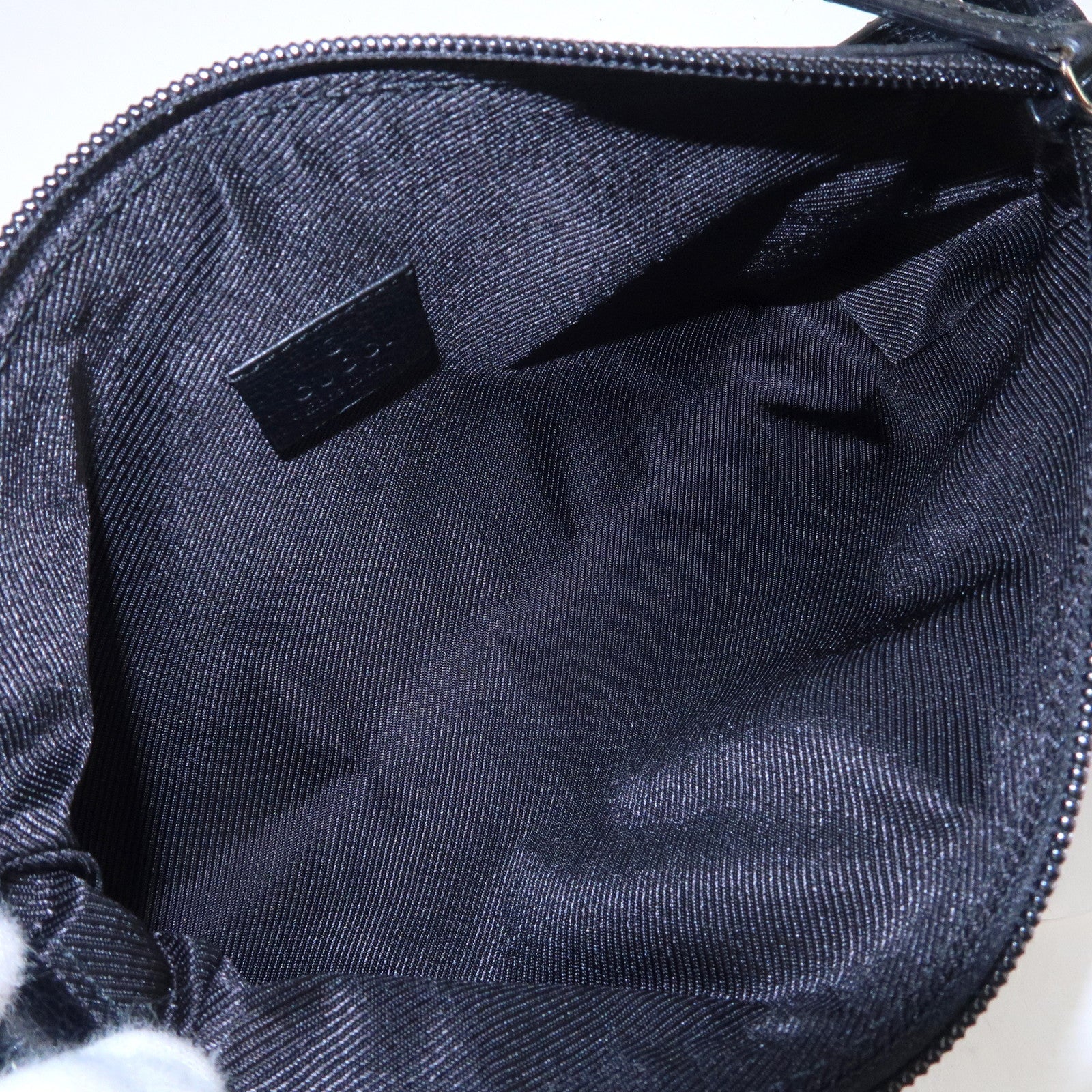 GUCCI Abbey GG Canvas Leather Hand Bag Pouch Black 145750