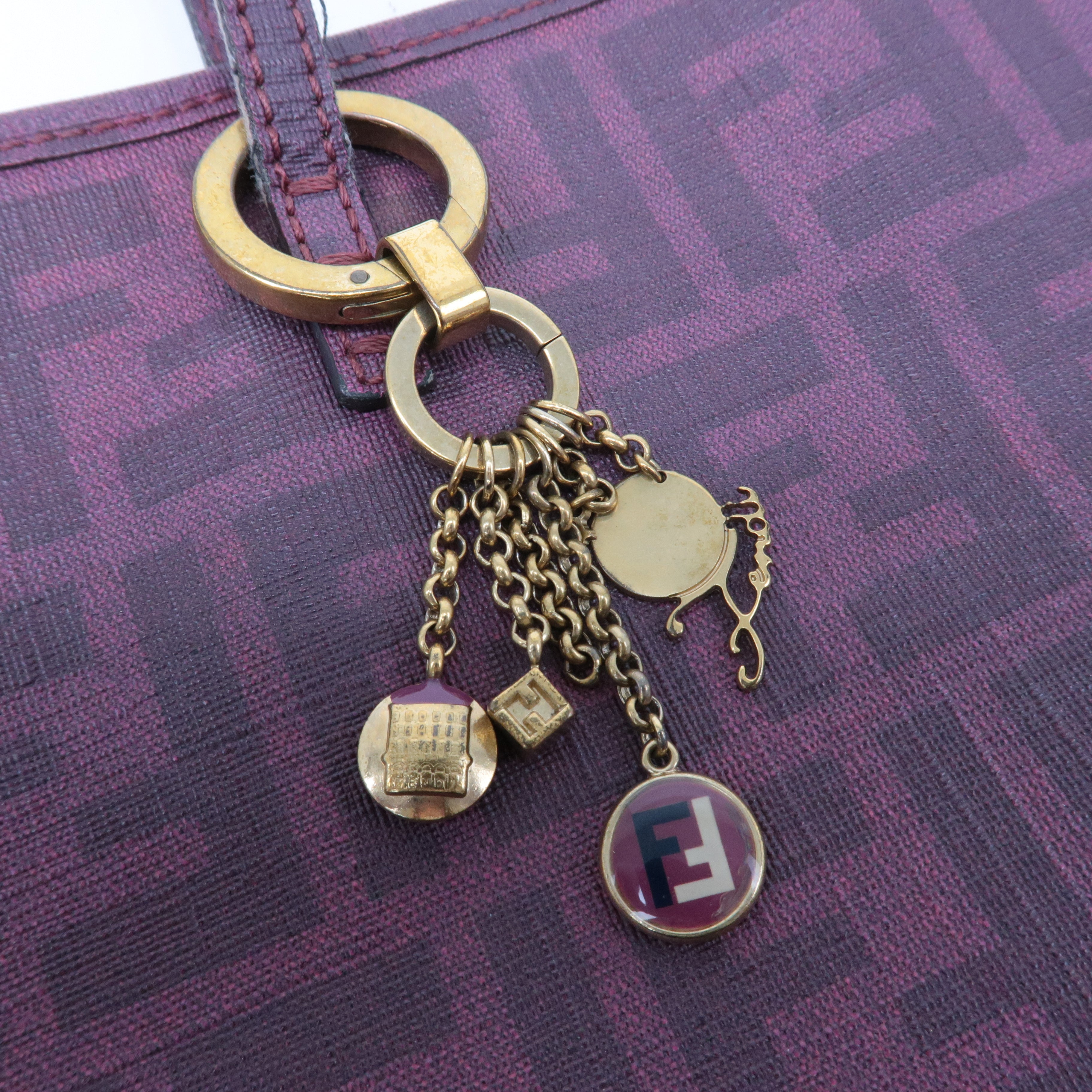 FENDI Zucca Logo Print PVC Leather Tote Bag Purple 8BH198