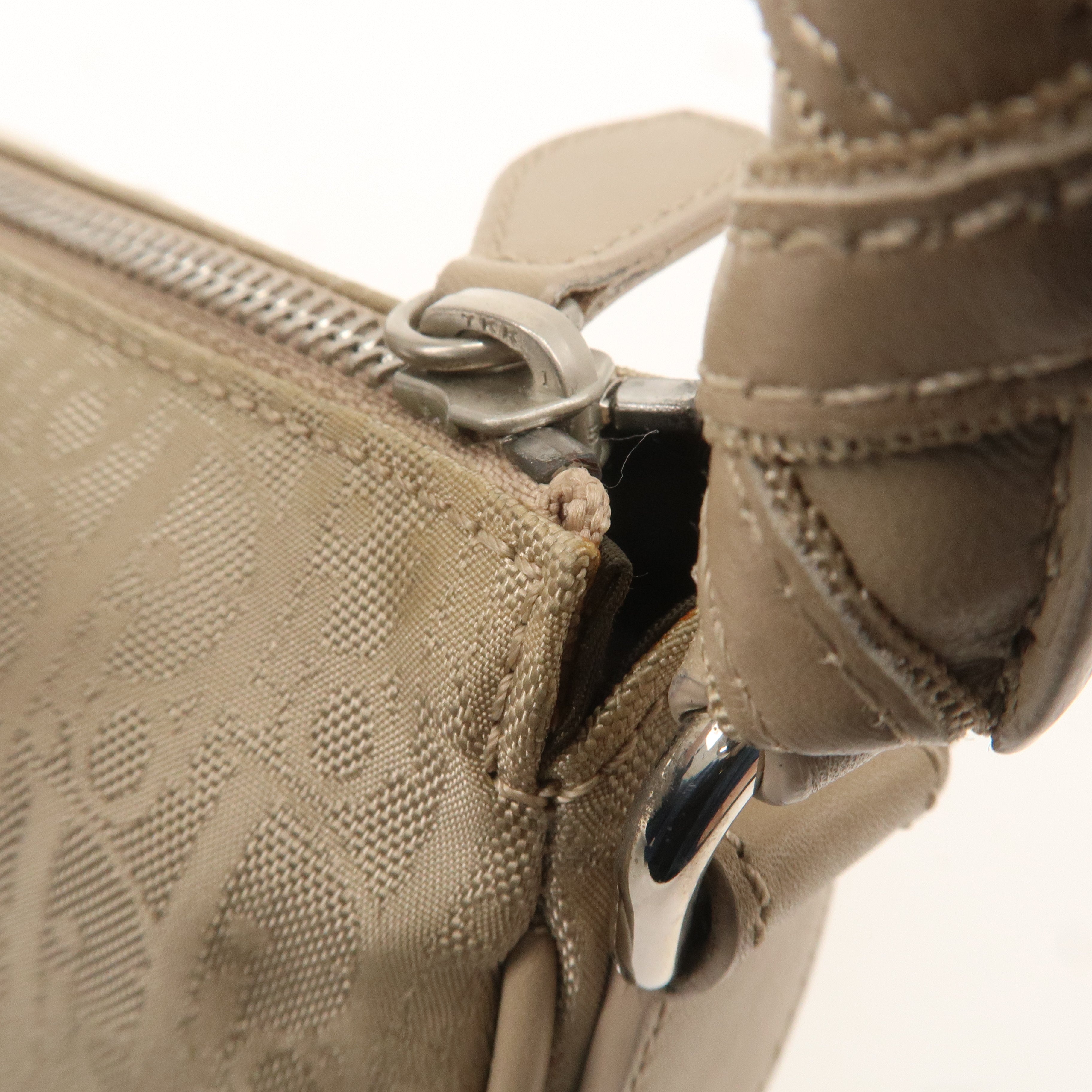 Christian Dior Trotter Nylon Leather Shoulder Bag Beige