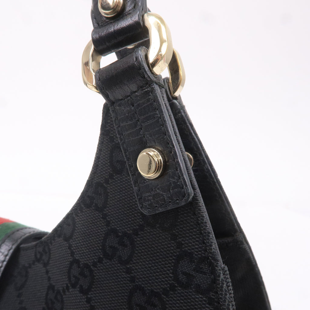 GUCCI Sherry GG Canvas Leather Shoulder Bag Black 130995