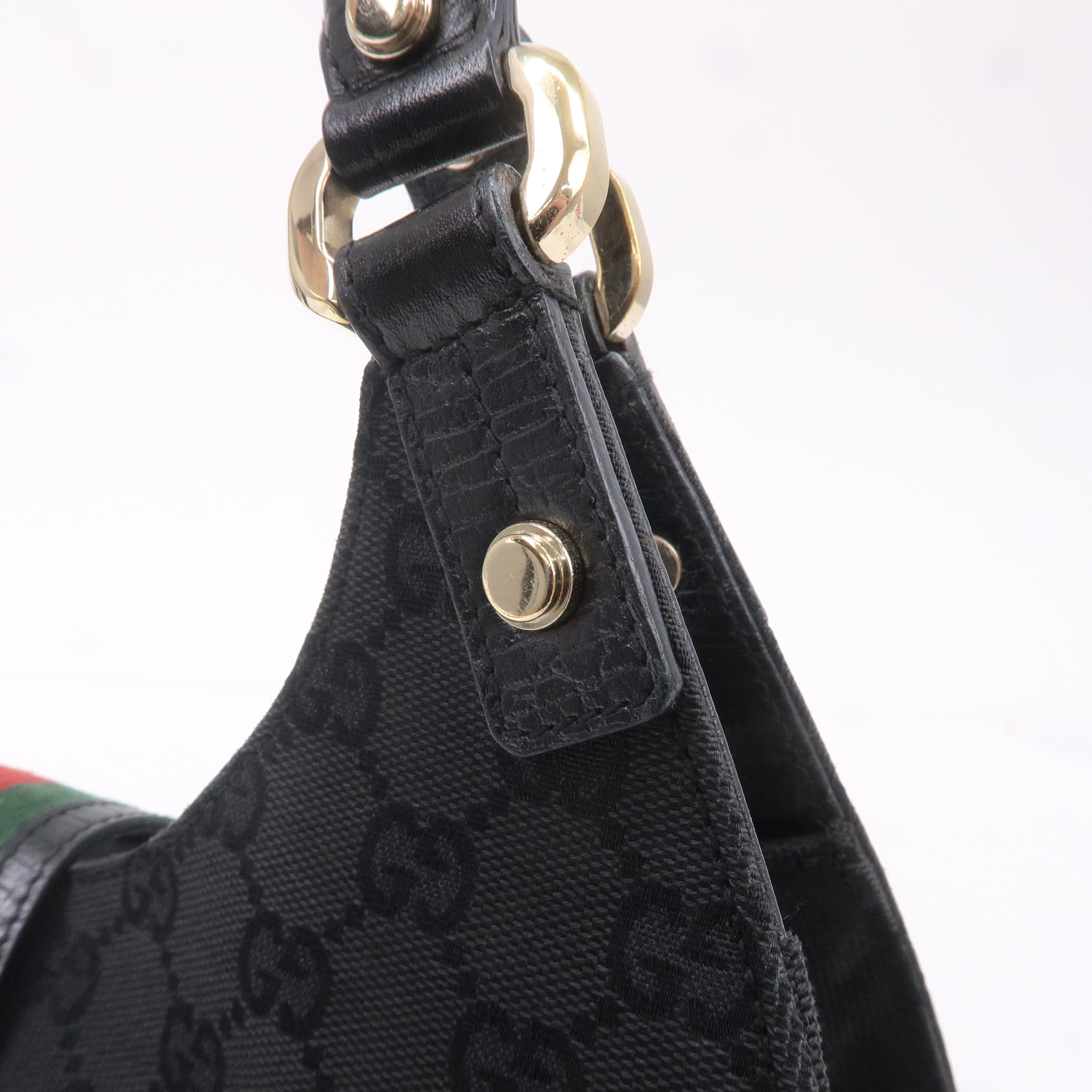 GUCCI Sherry GG Canvas Leather Shoulder Bag Black 130995
