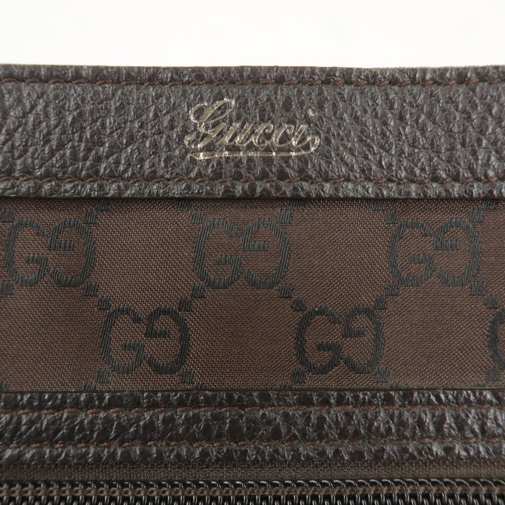GUCCI GG Canvas Leather Tote Bag Shoulder Bag Dark Brown 268639