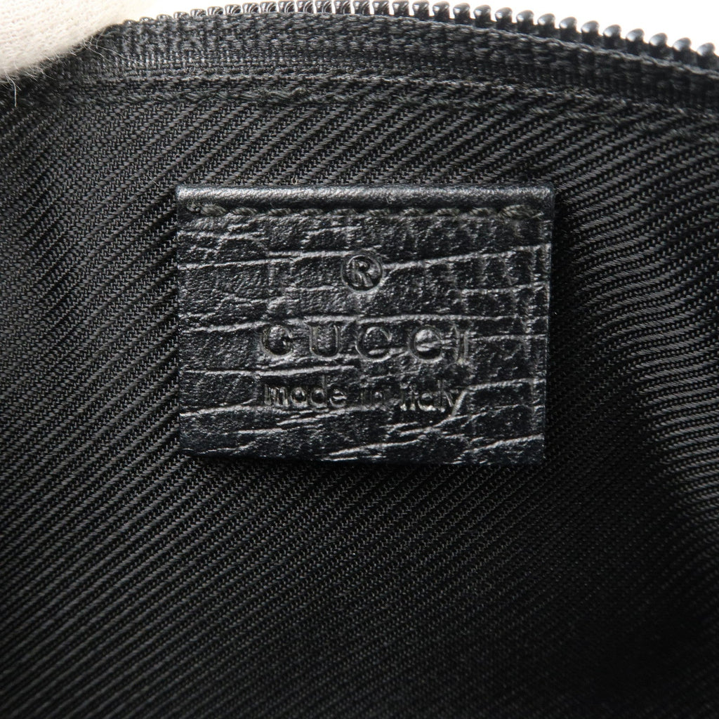 GUCCI Boat Bag Sherry GG Canvas Leather Pouch Black 141809