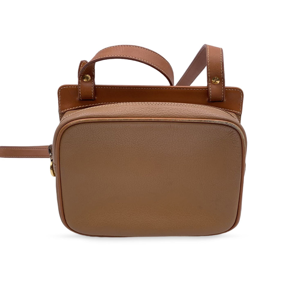 Gucci Vintage Beige Leather 2 Compartments Shoulder Bag